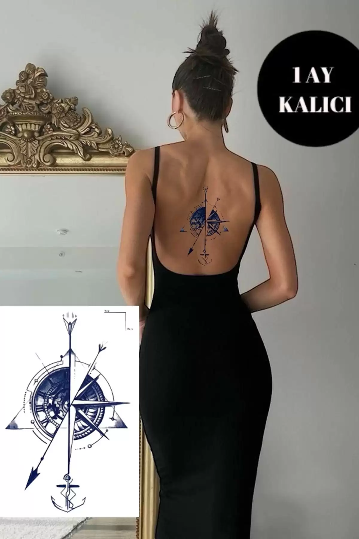 Geçici Pusula Figürlü 12 Saat Sonra Kararan Dövme Tatto