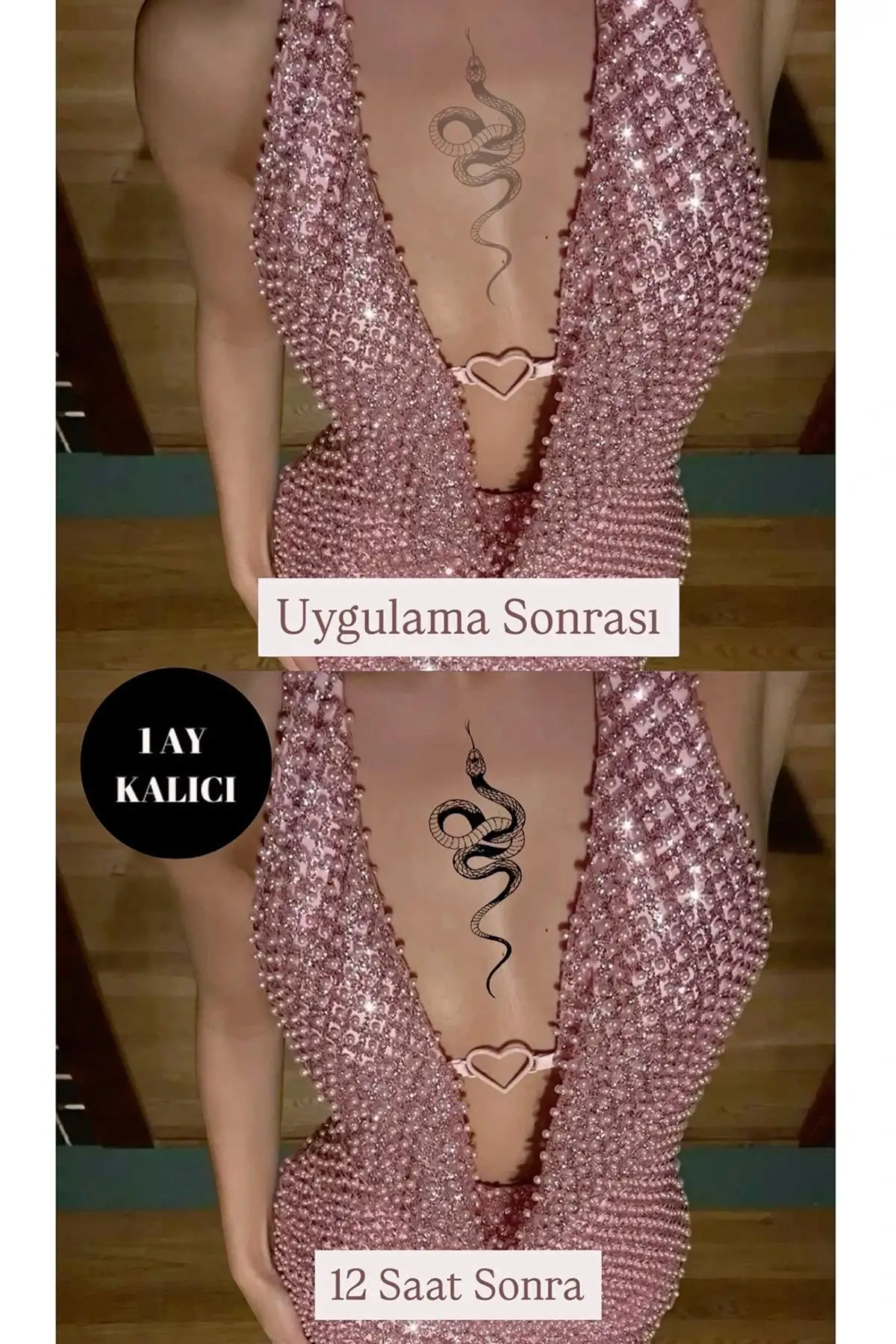 Geçici Yılan Figürlü 12 Saat Sonra Kararan Dövme Tatto