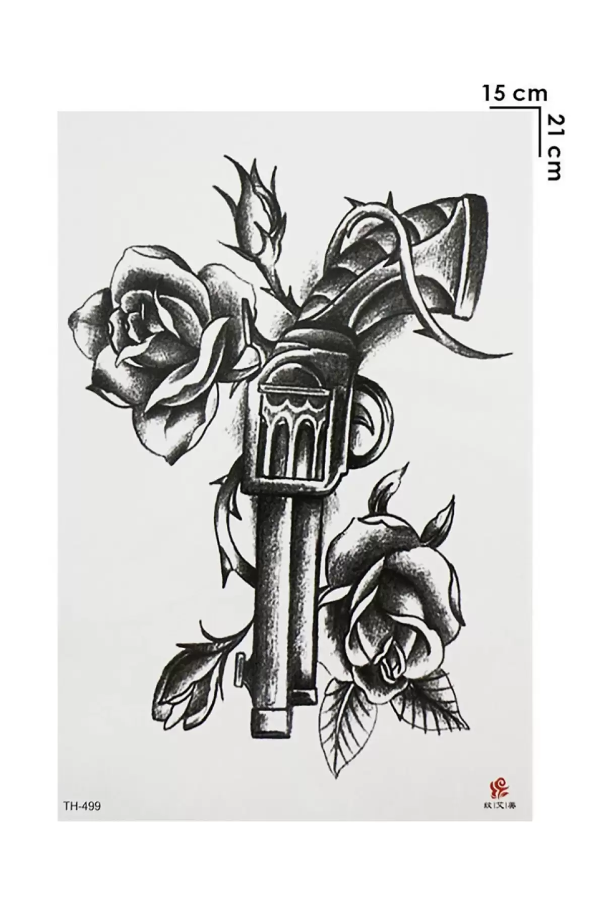 Gerçekçi Geçici Silah ve Gül Dövme Tattoo