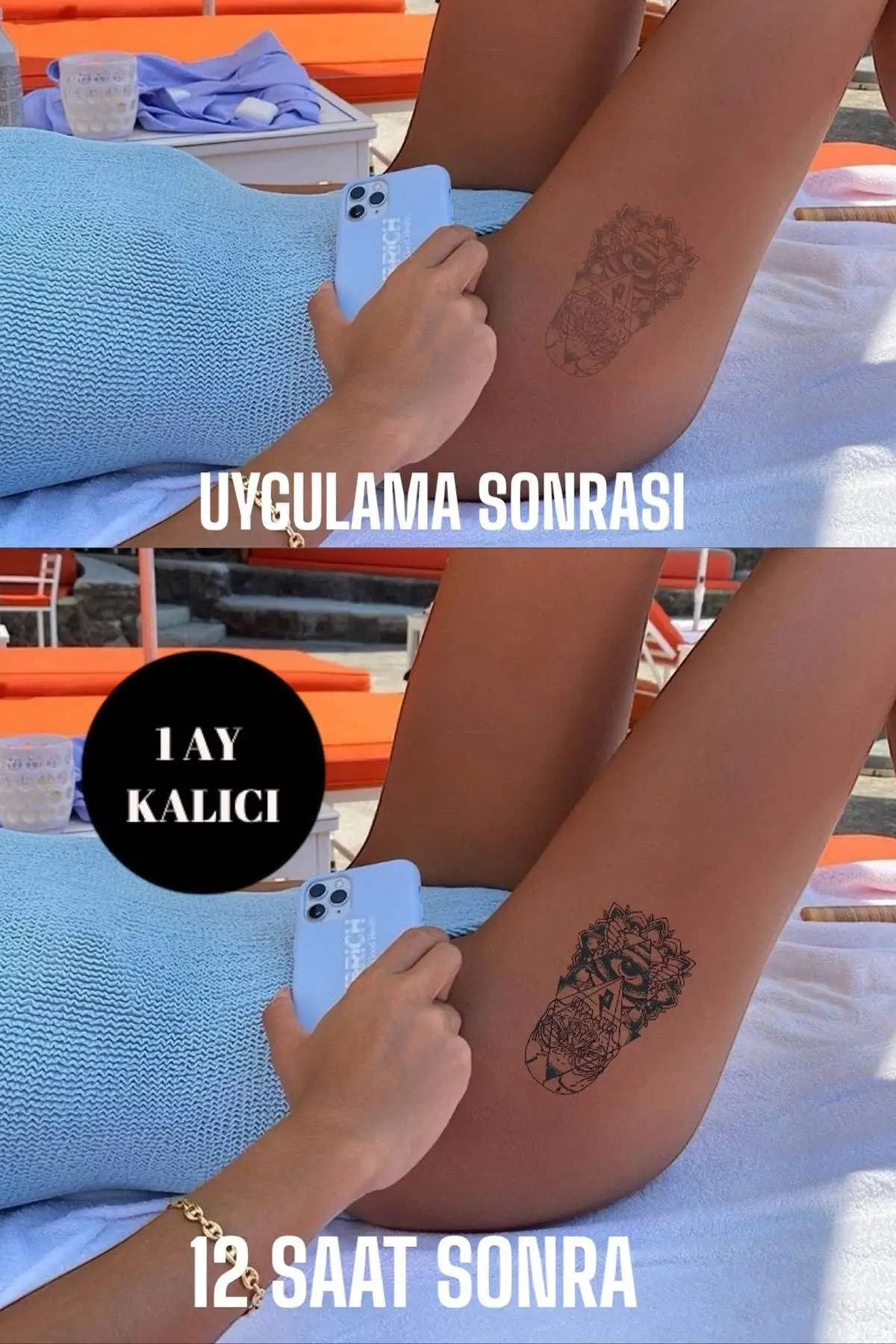 Göz Figürlü 12 Saat Sonra Kararan Geçici Dövme Tattoo
