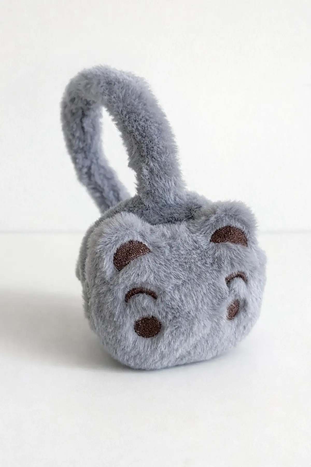 Gri Renk Ayıcık Figürlü Peluş Kulaklık