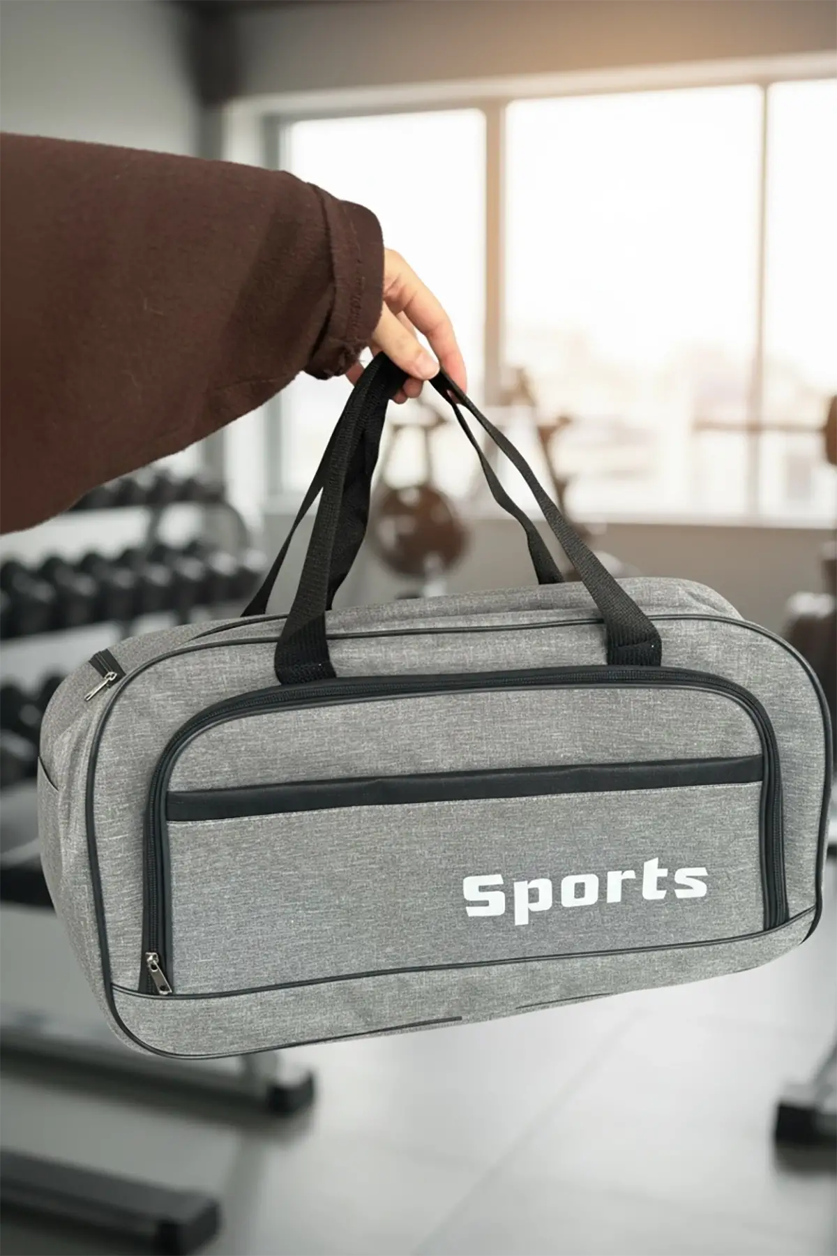 Gri Renk Büyük Boy El Çantası/ Seyahat Çantası