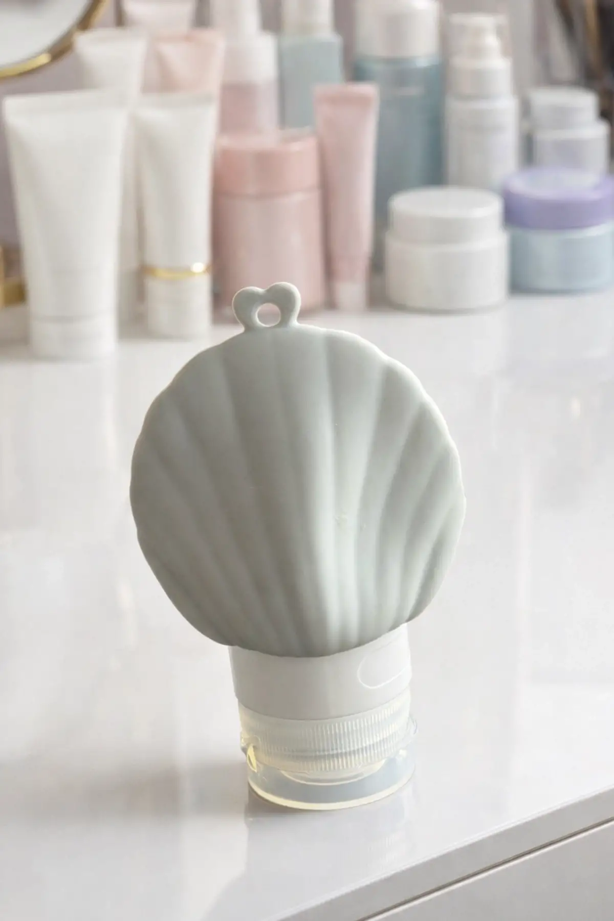 Gri Renk Deniz Kabuğu Figürlü Doldurulabilir Krem Kutusu