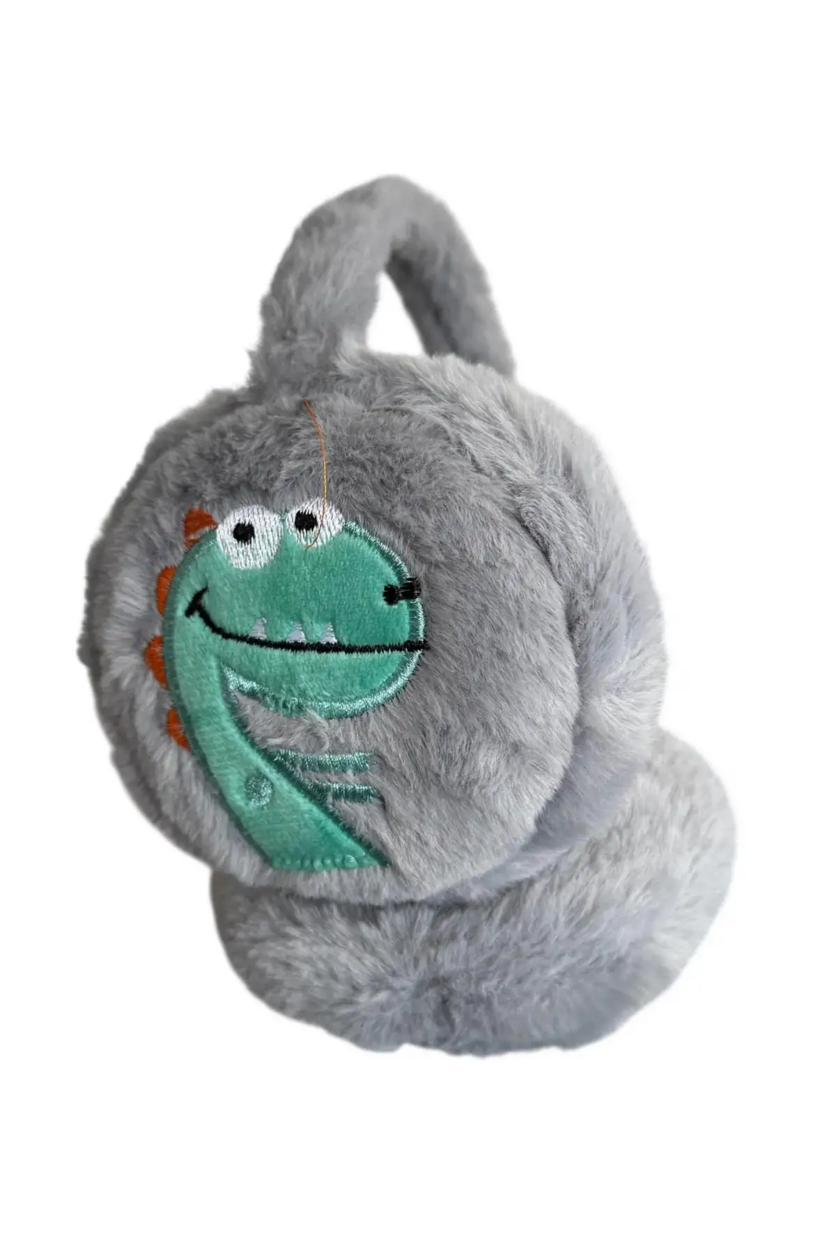 Gri Renk Dinazor Figürlü Peluş Erkek Çocuk Kulaklık