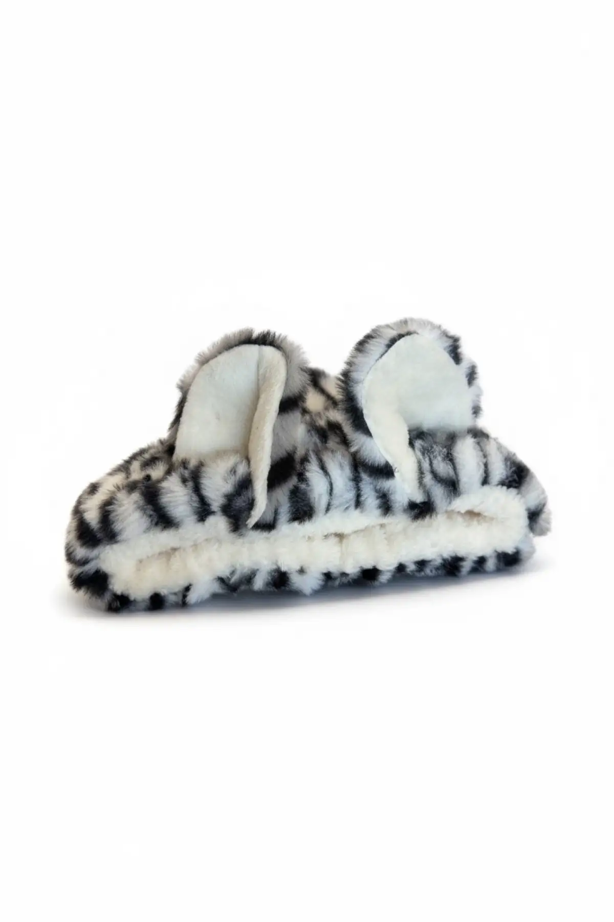 Gri Renk Kulak Detaylı Peluş Saç Bandı