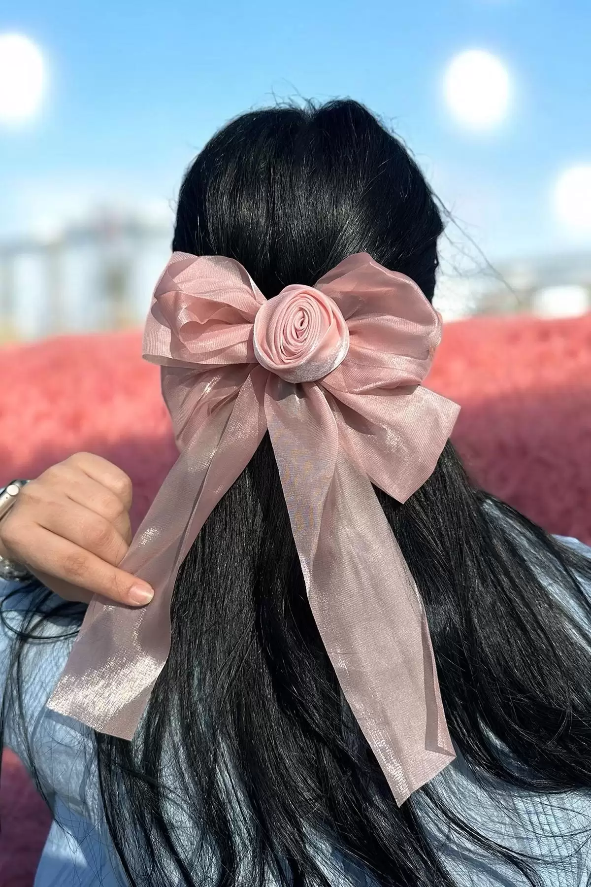 Gül Kurusu Renk Gül Figürlü Kurdele Pens Toka