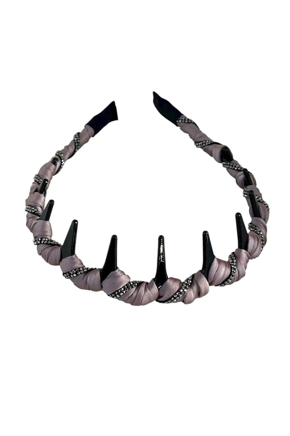 Gül Kurusu Renk Taş Detaylı Taraklı Taç