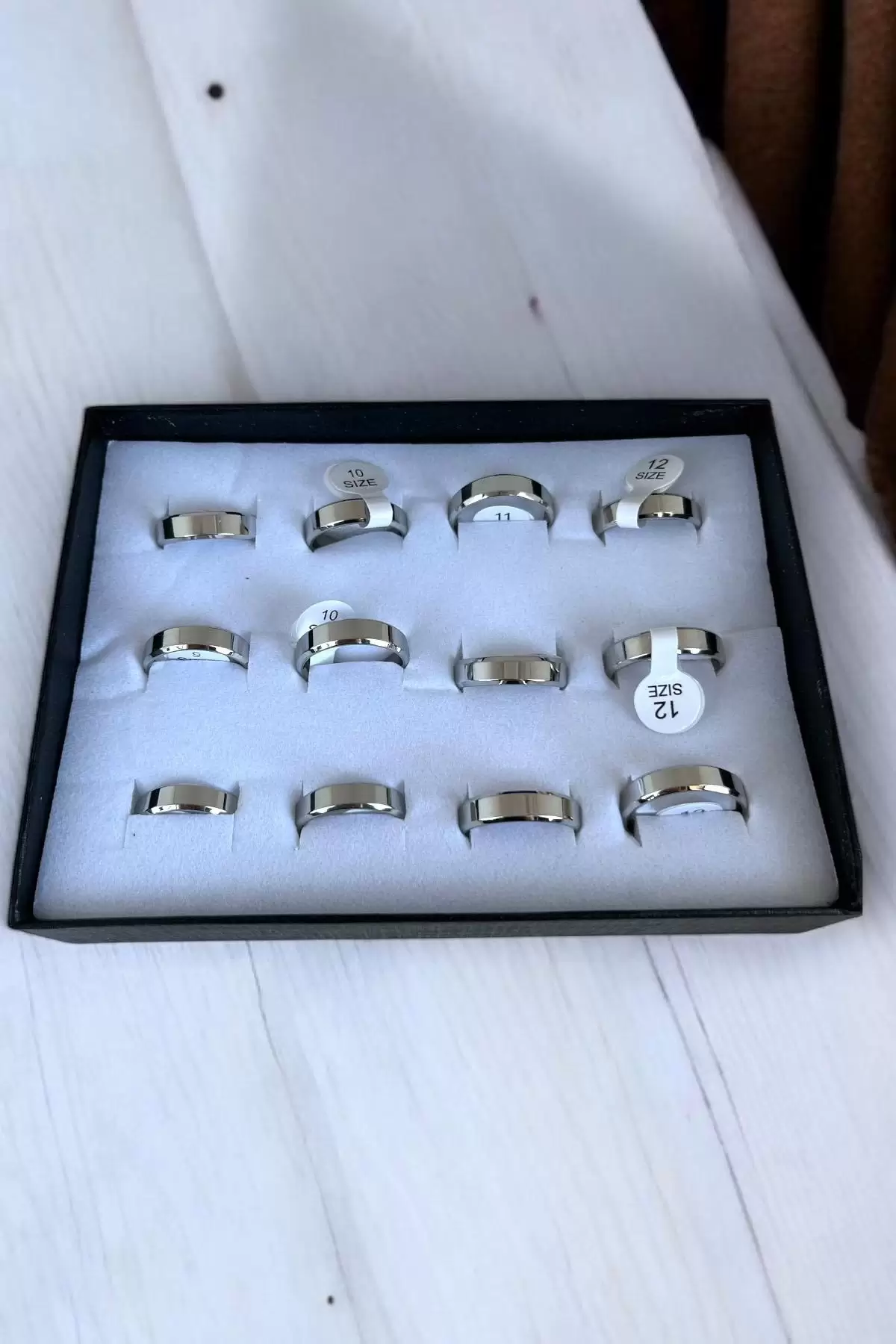 Gümüş Renk 12li Çelik Numaralı Alyans Set