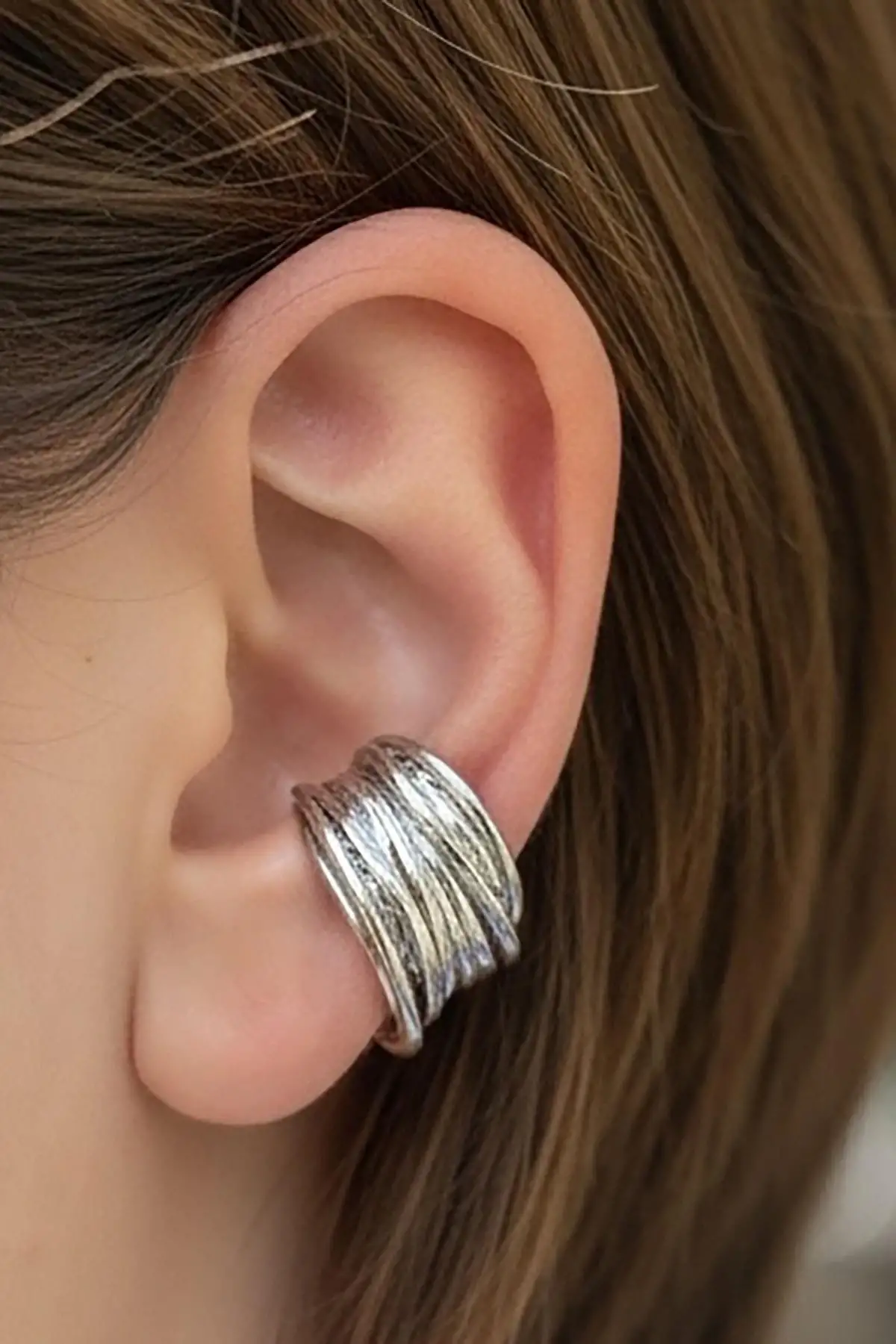 Gümüş Renk Ear Cuff (Tek)