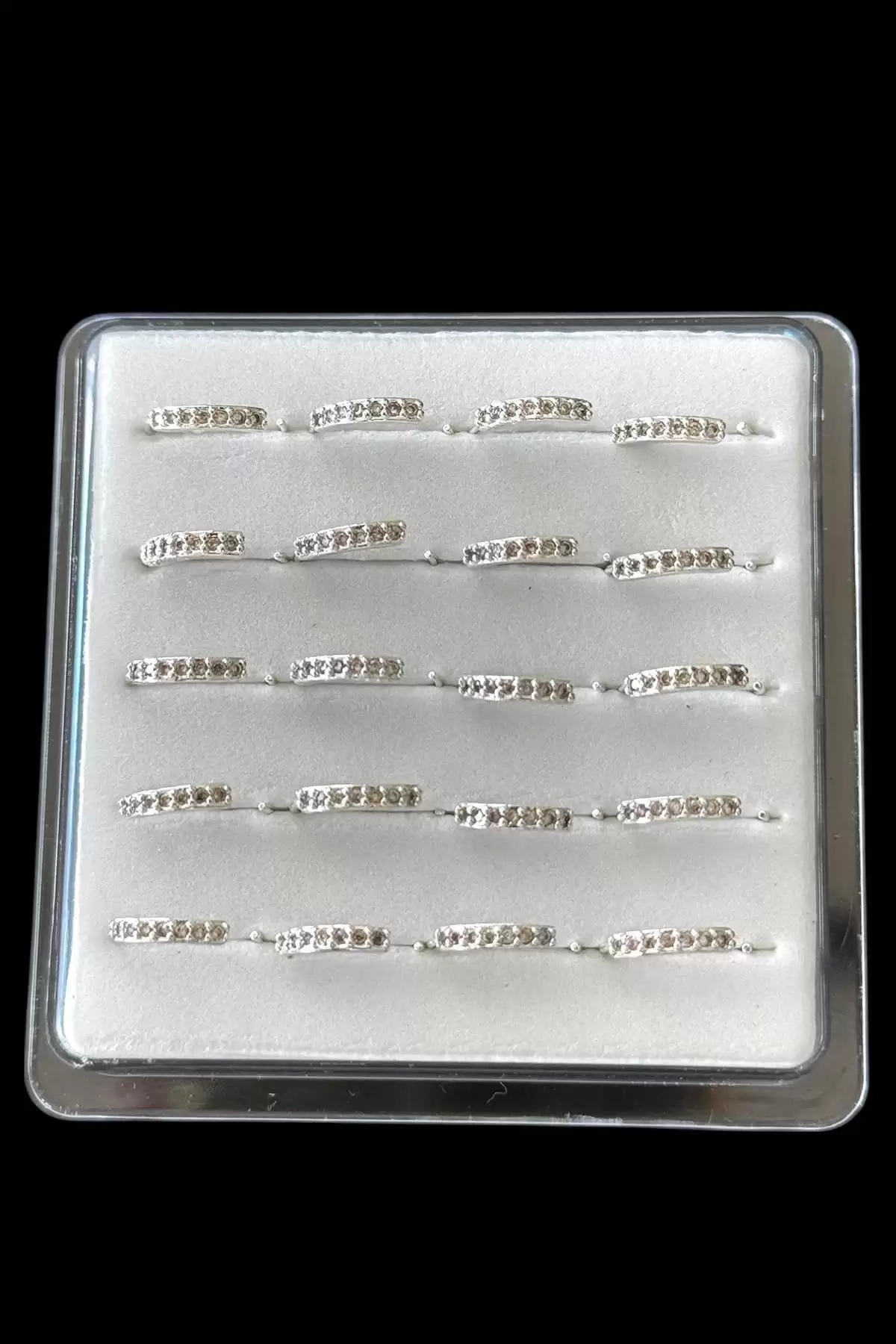 Gümüş Renk 20li Taş Detaylı Hızma Set