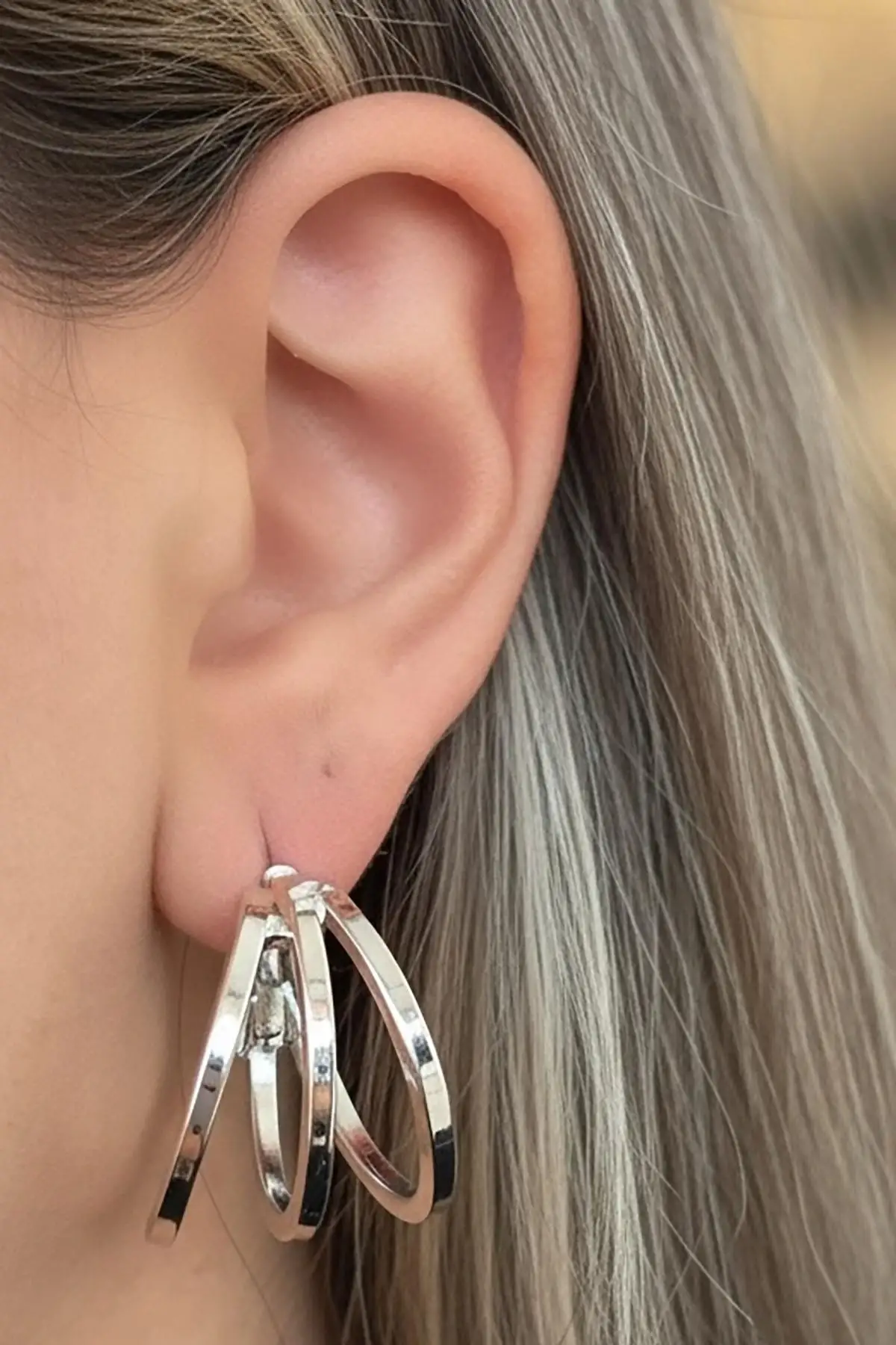 Gümüş Renk 20MM Halka Küpe (Çift)