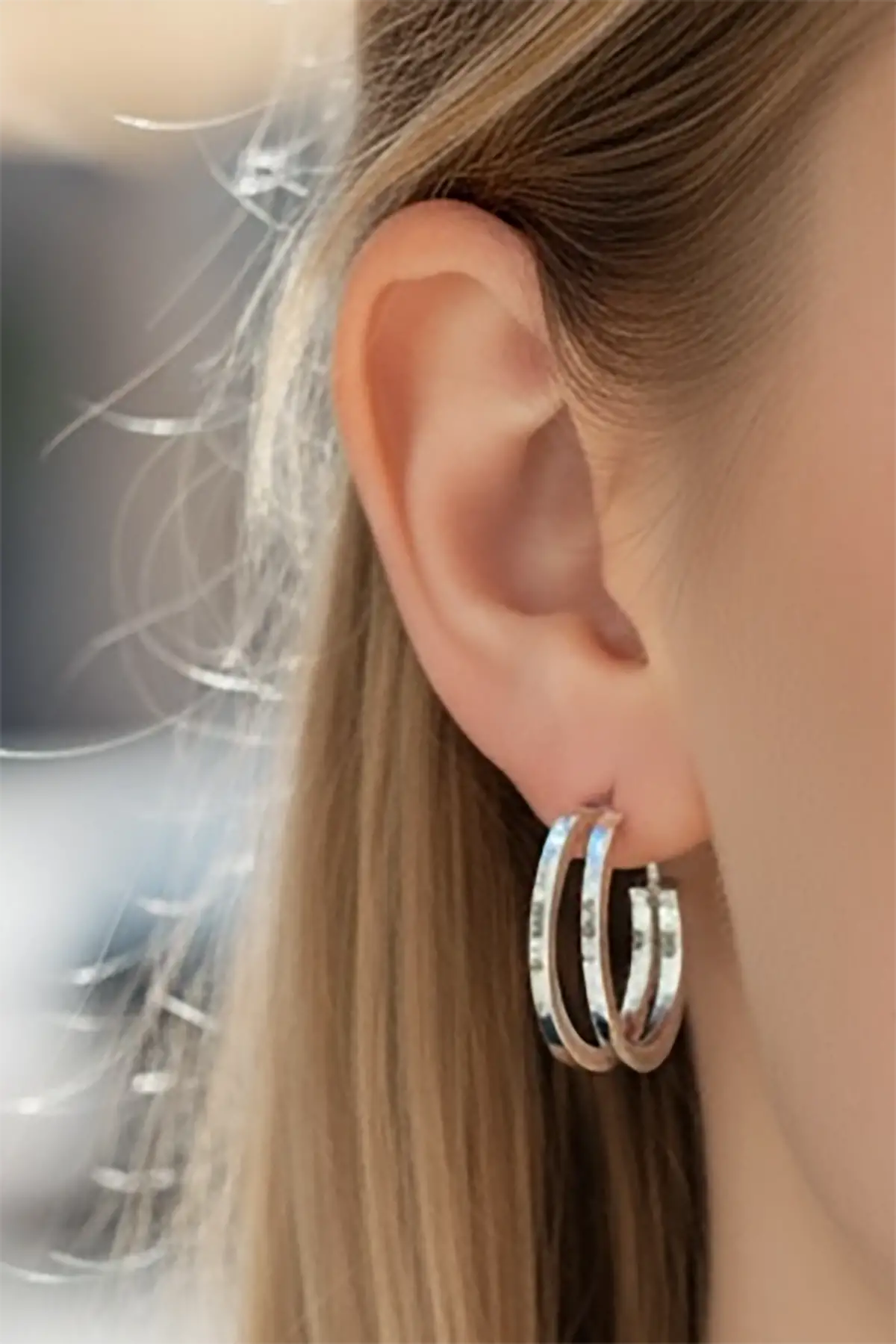 Gümüş Renk 25MM Halka Küpe (Çift)