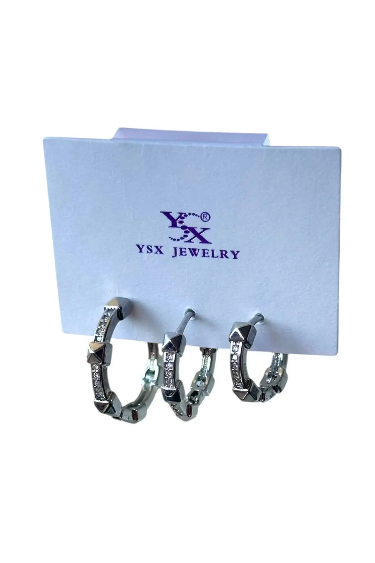Gümüş Renk 3lü YSX Küpe Set