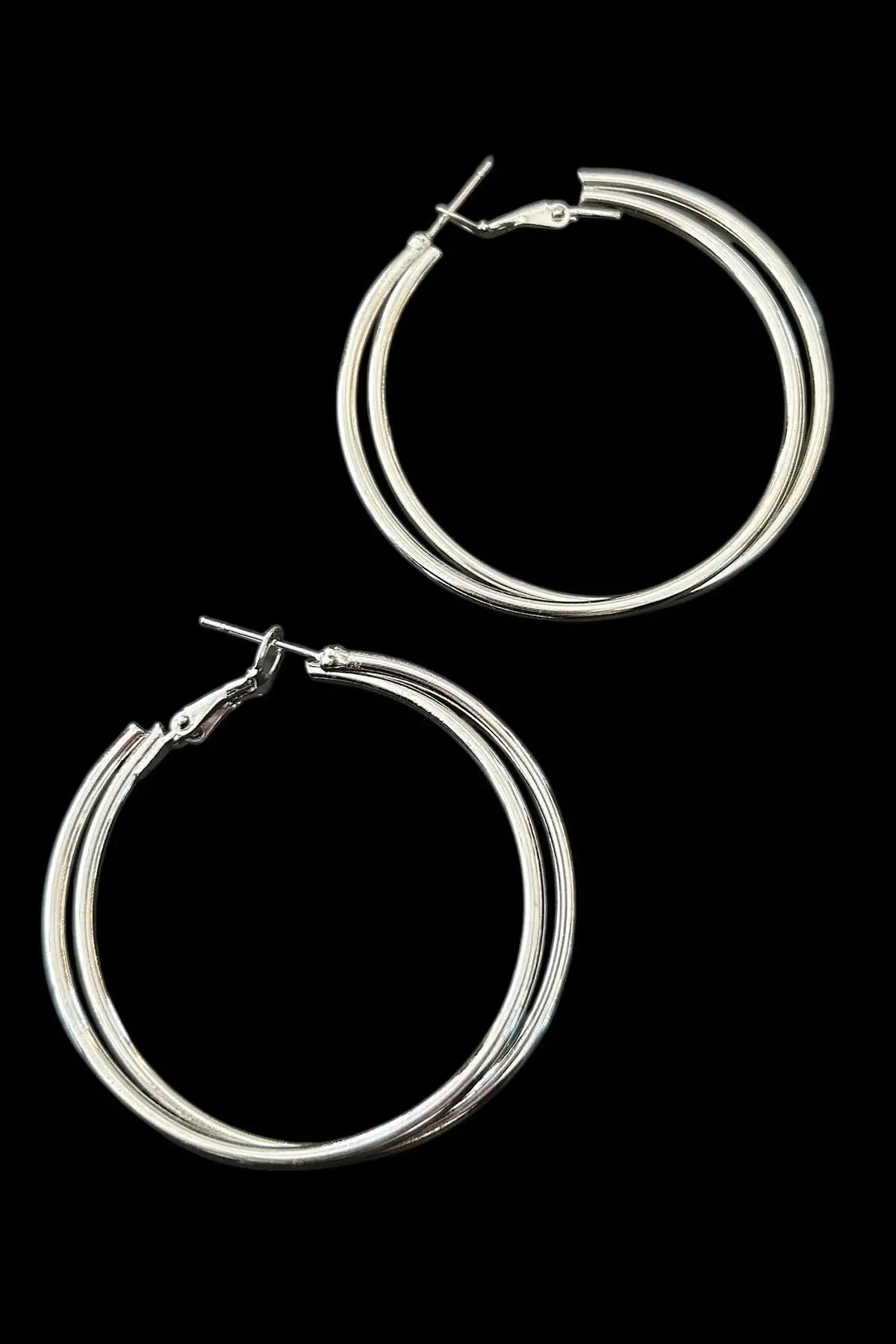 Gümüş Renk 40MM Halka Küpe (Çift)