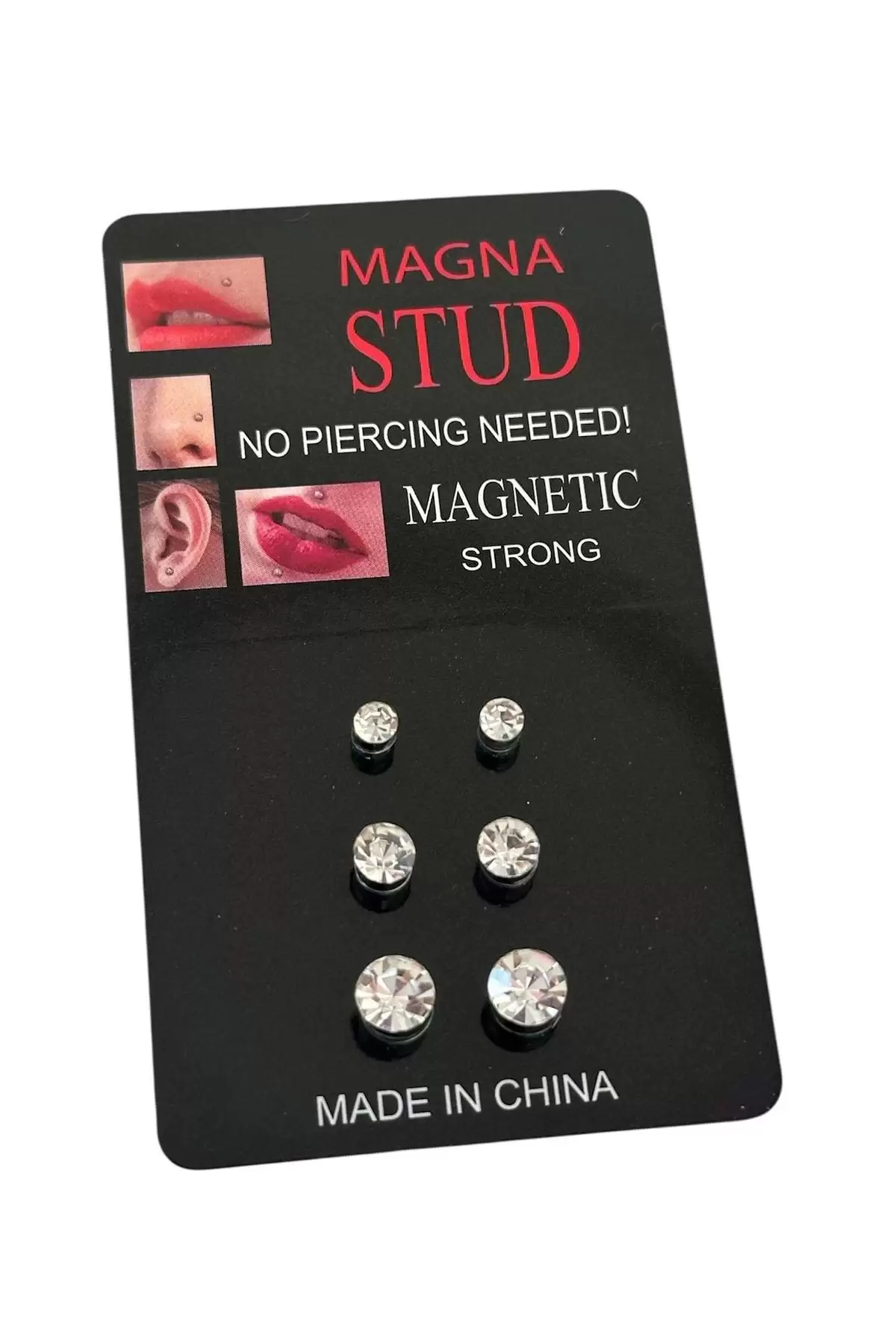 Gümüş Renk 6lı Burun/Dudak/Kulak Delik Gerektirmeyen Cerrahi Mıknatıslı Çelik Piercing