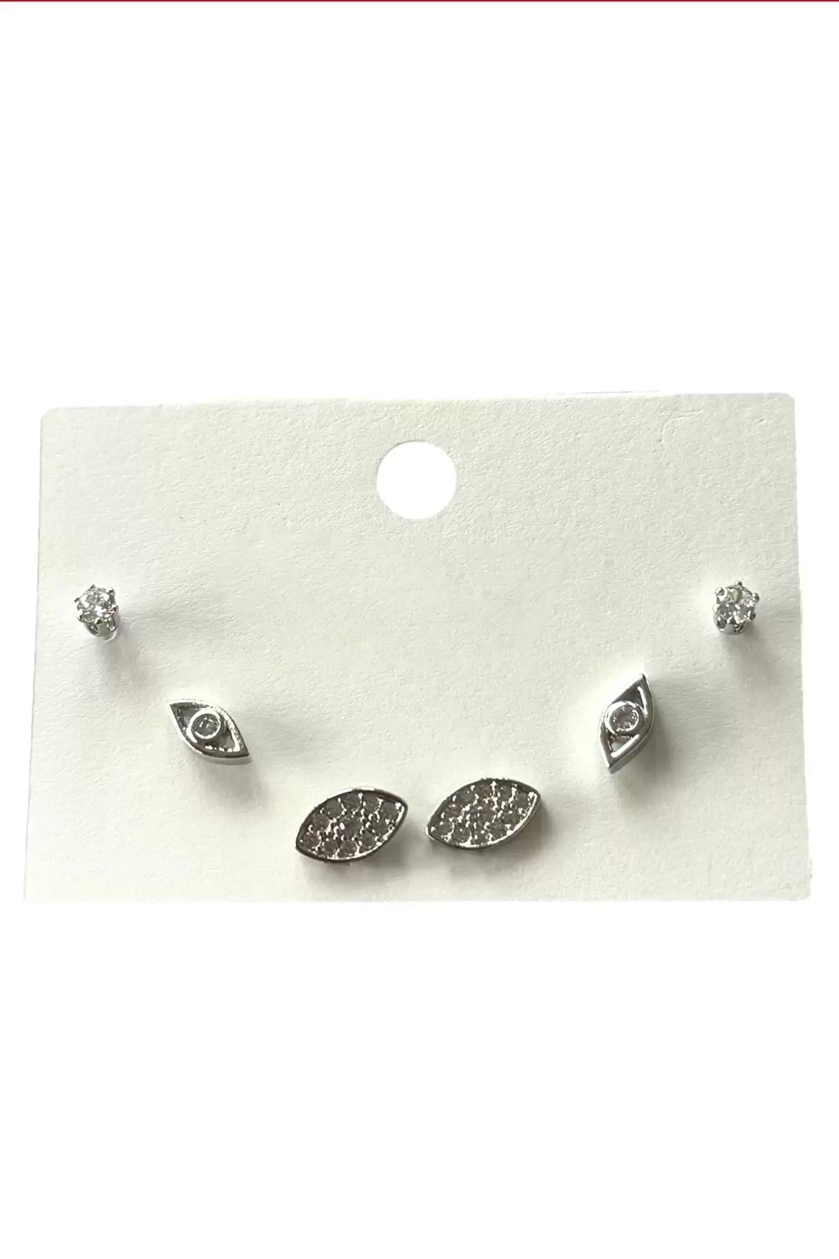 Gümüş Renk 6lı Göz Figürlü Küpe Set
