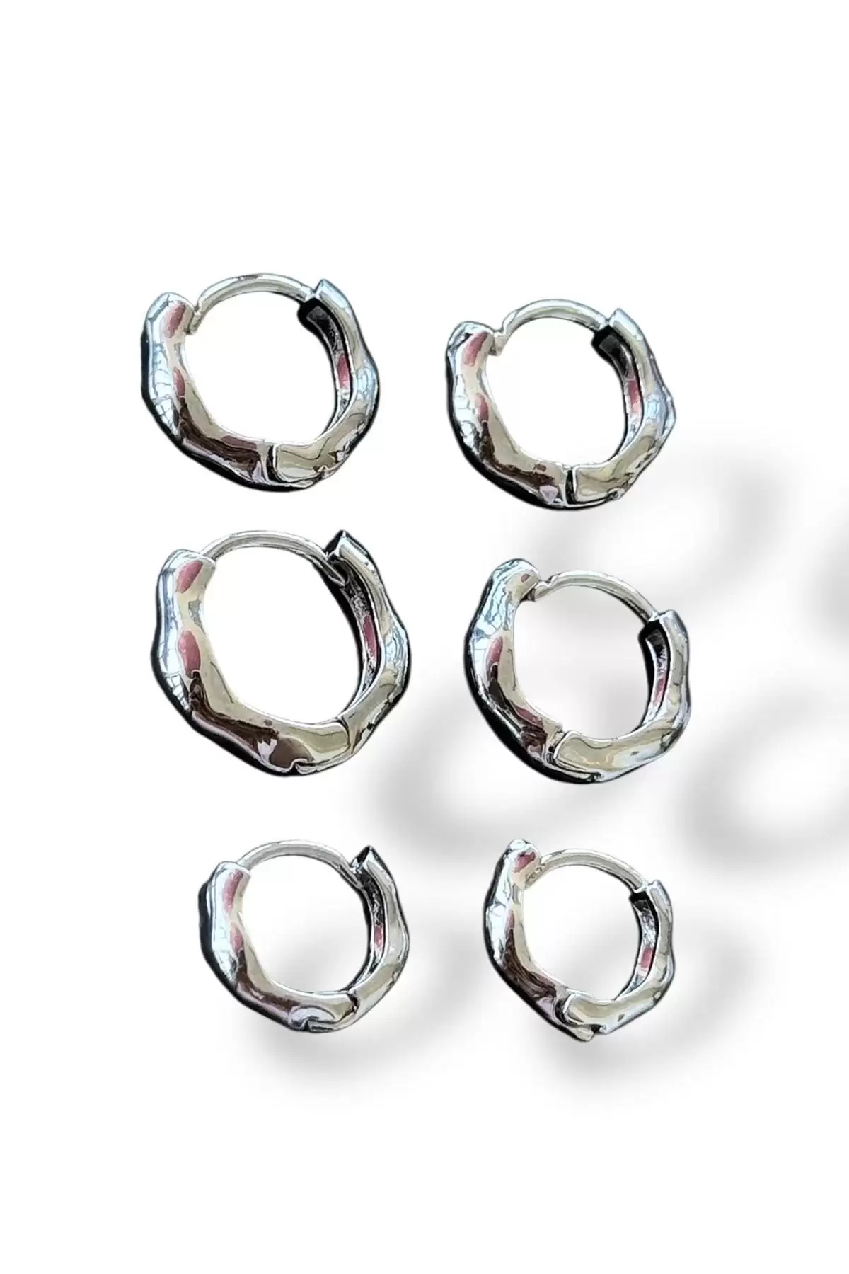 Gümüş Renk 6lı Halka Küpe Set
