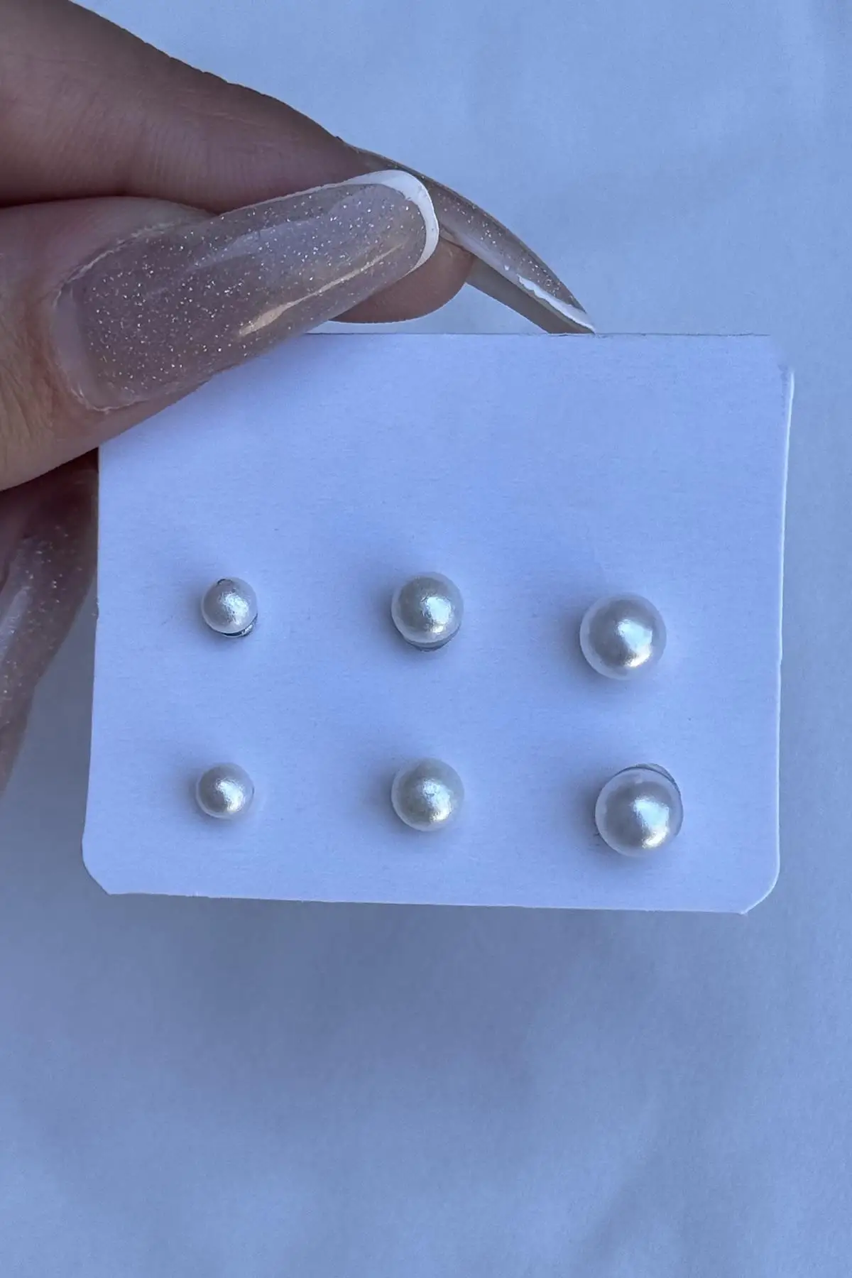 Gümüş Renk 6lı İnci Detaylı Küpe Set
