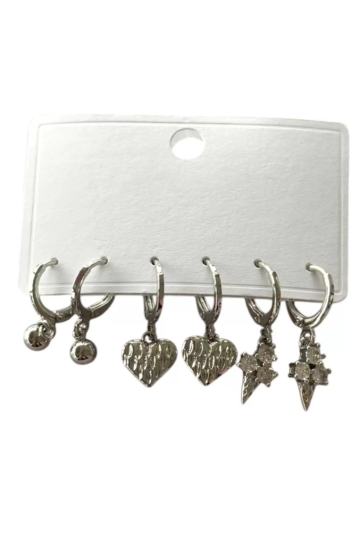 Gümüş Renk 6lı Karışık Figürlü Küpe Set