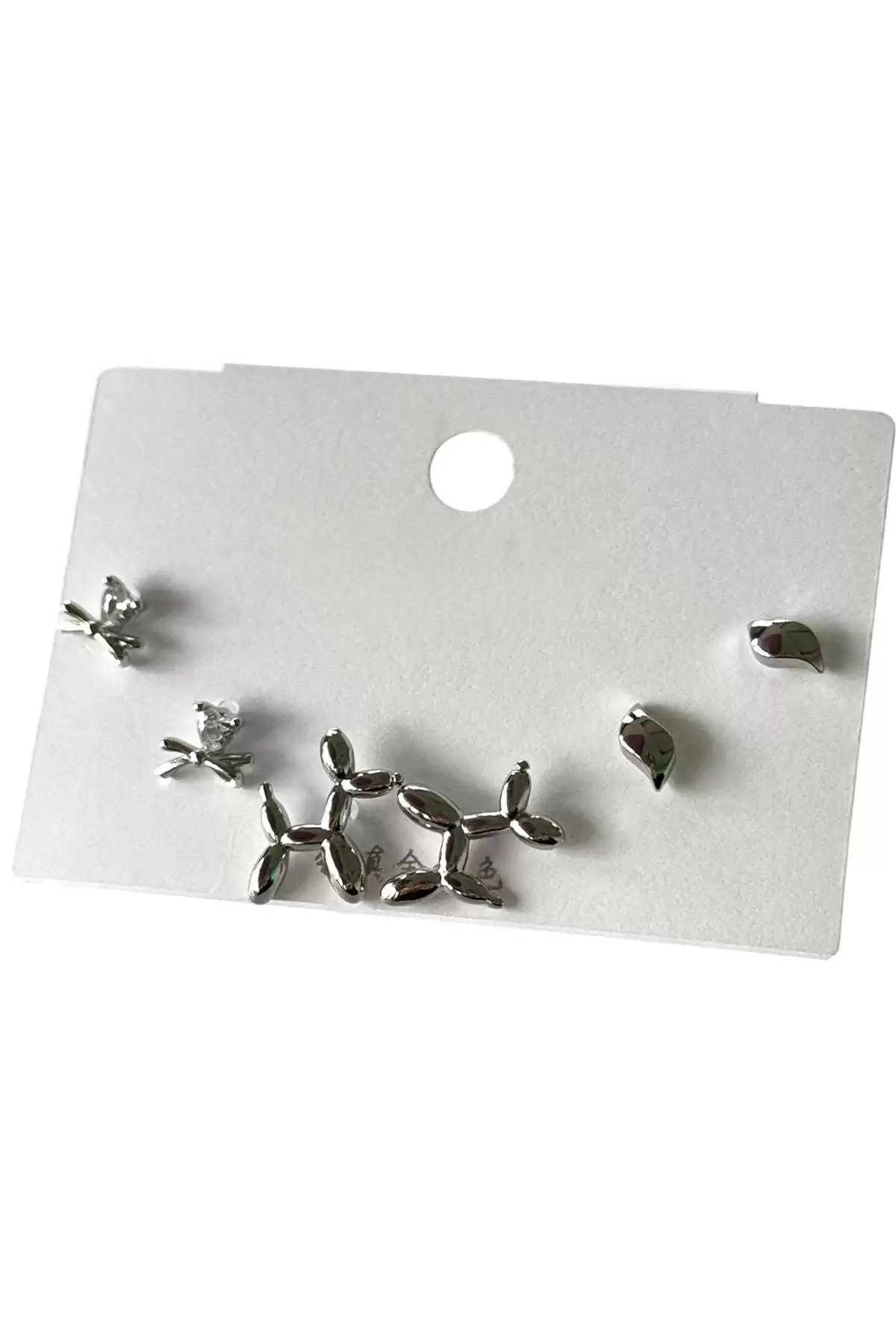 Gümüş Renk 6lı Karışık Figürlü Küpe Set
