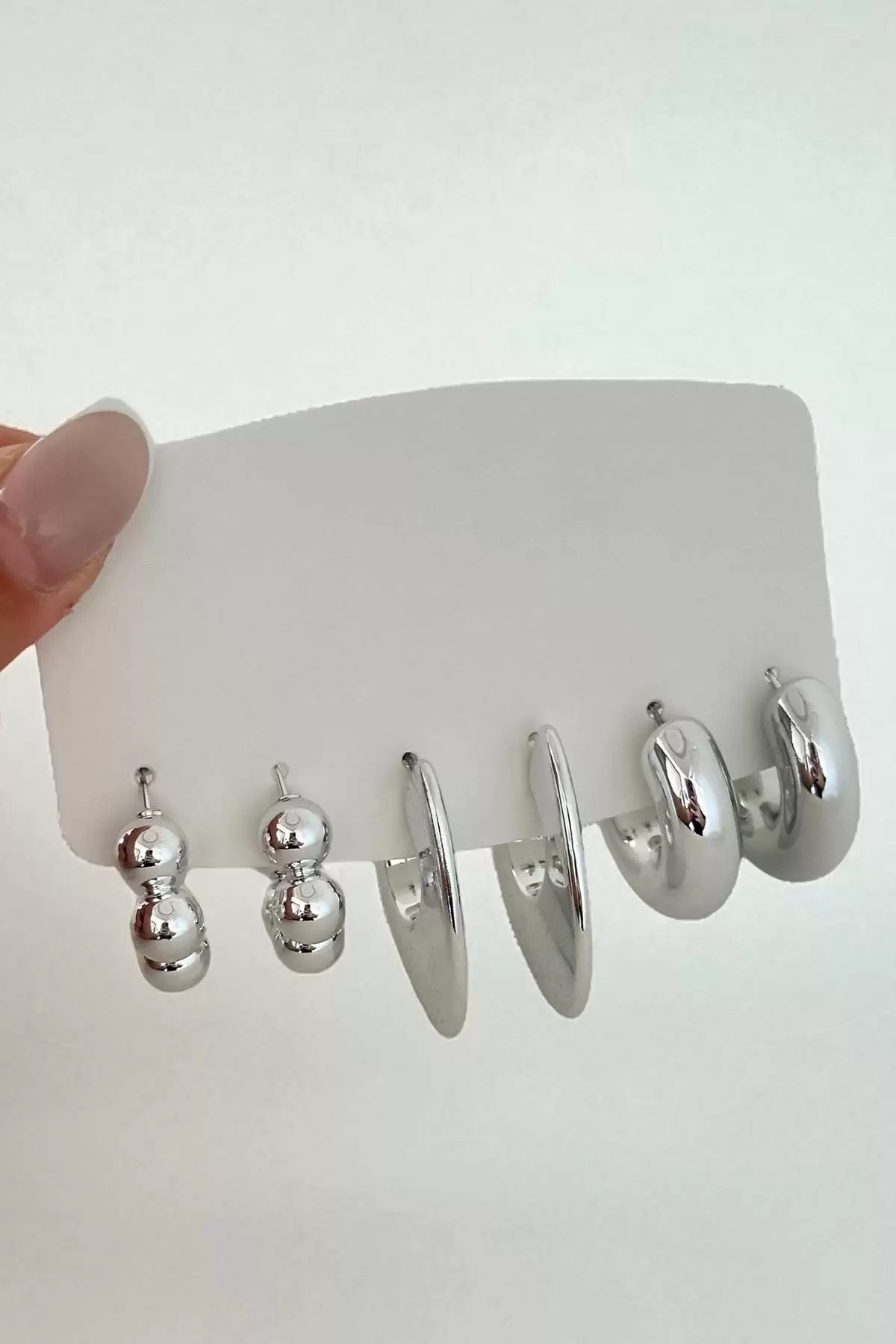 Gümüş Renk 6lı Küpe Set