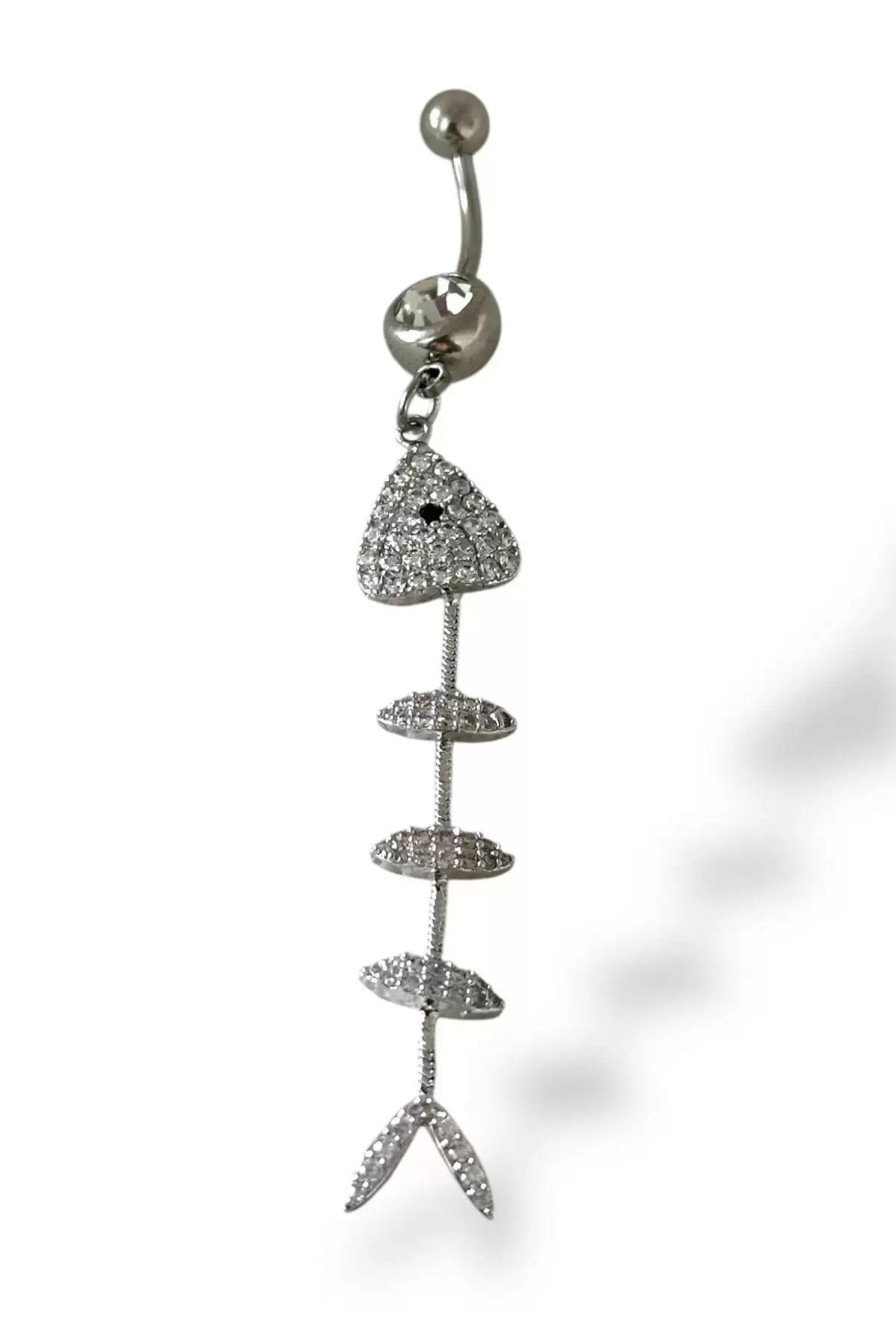Gümüş Renk Balıık Kılçığı Figürlü Cerrahi Çelik Göbek Piercing
