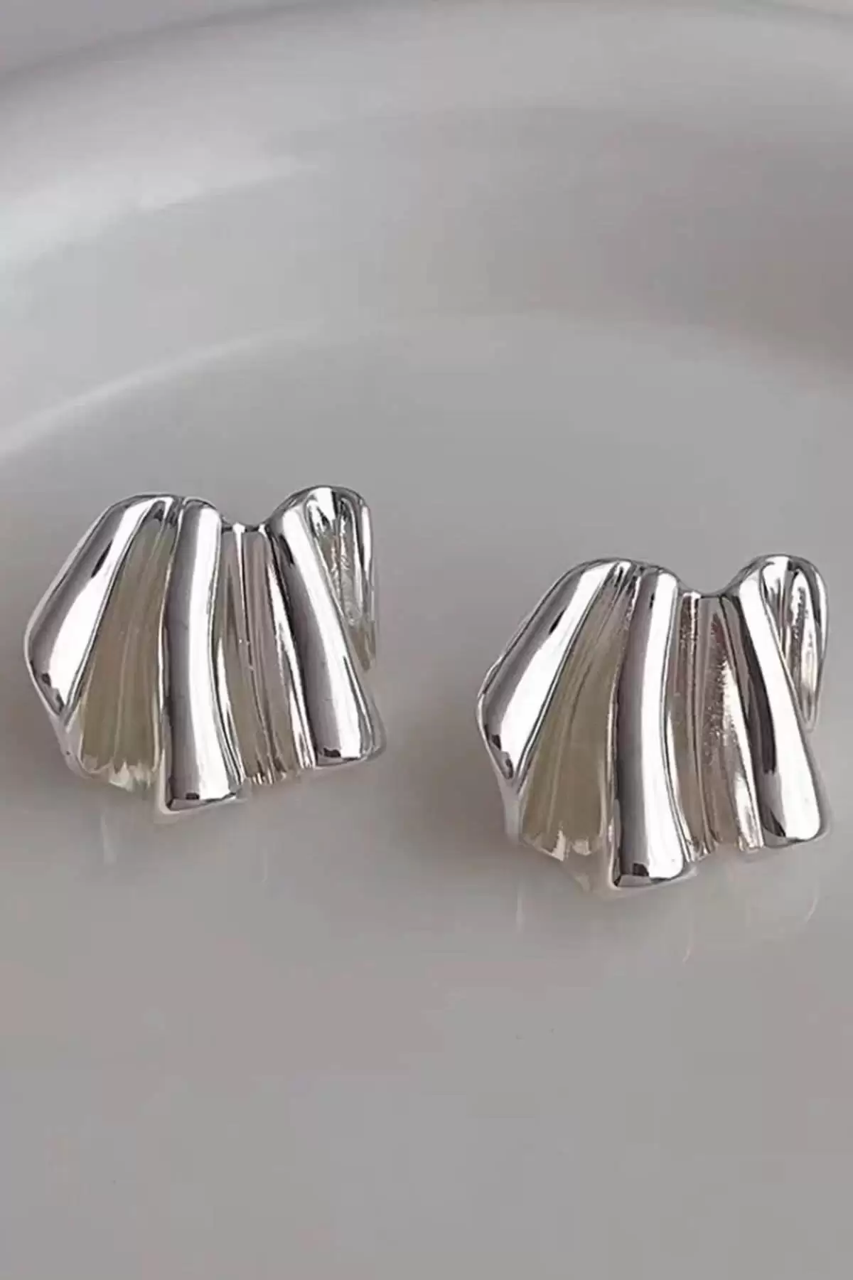 Gümüş Renk Burgu Detaylı Çelik Küpe (Çift)