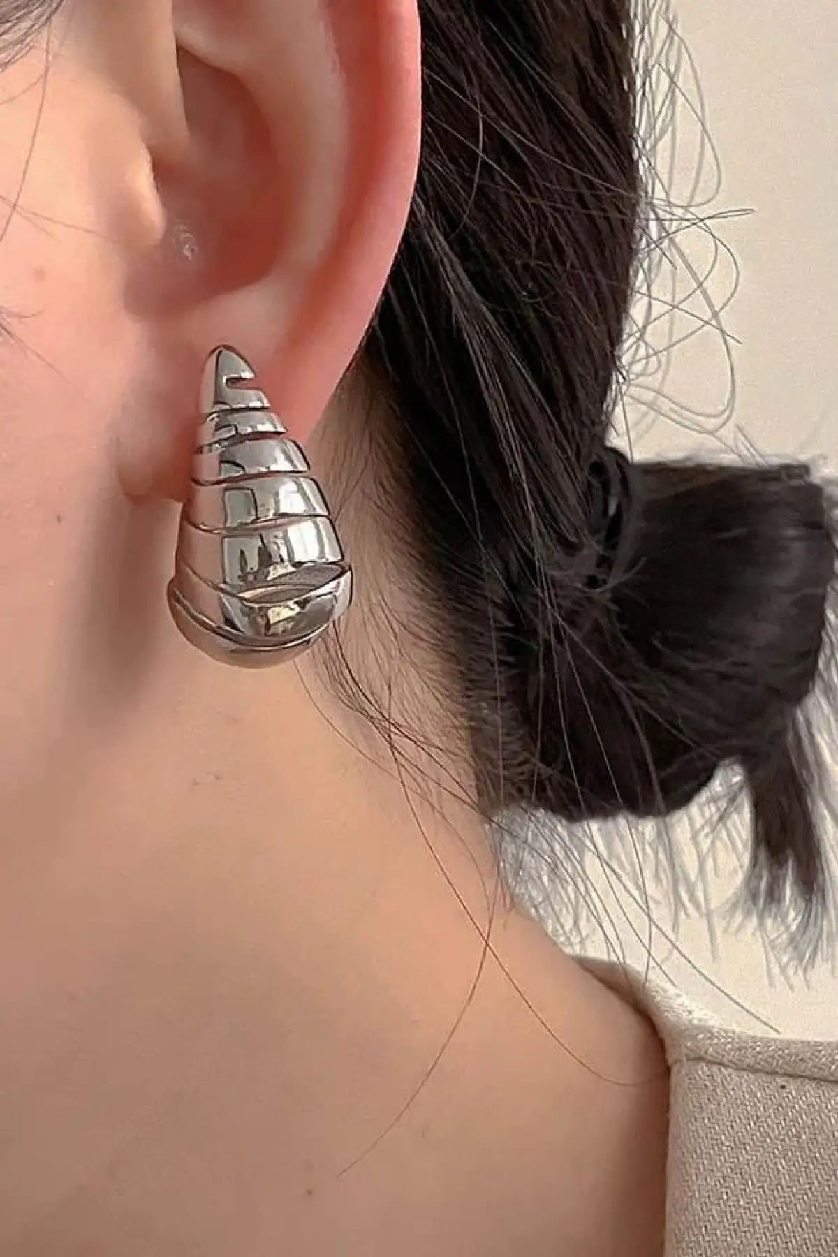 Gümüş Renk Çelik Bottega Küpe (Çift)