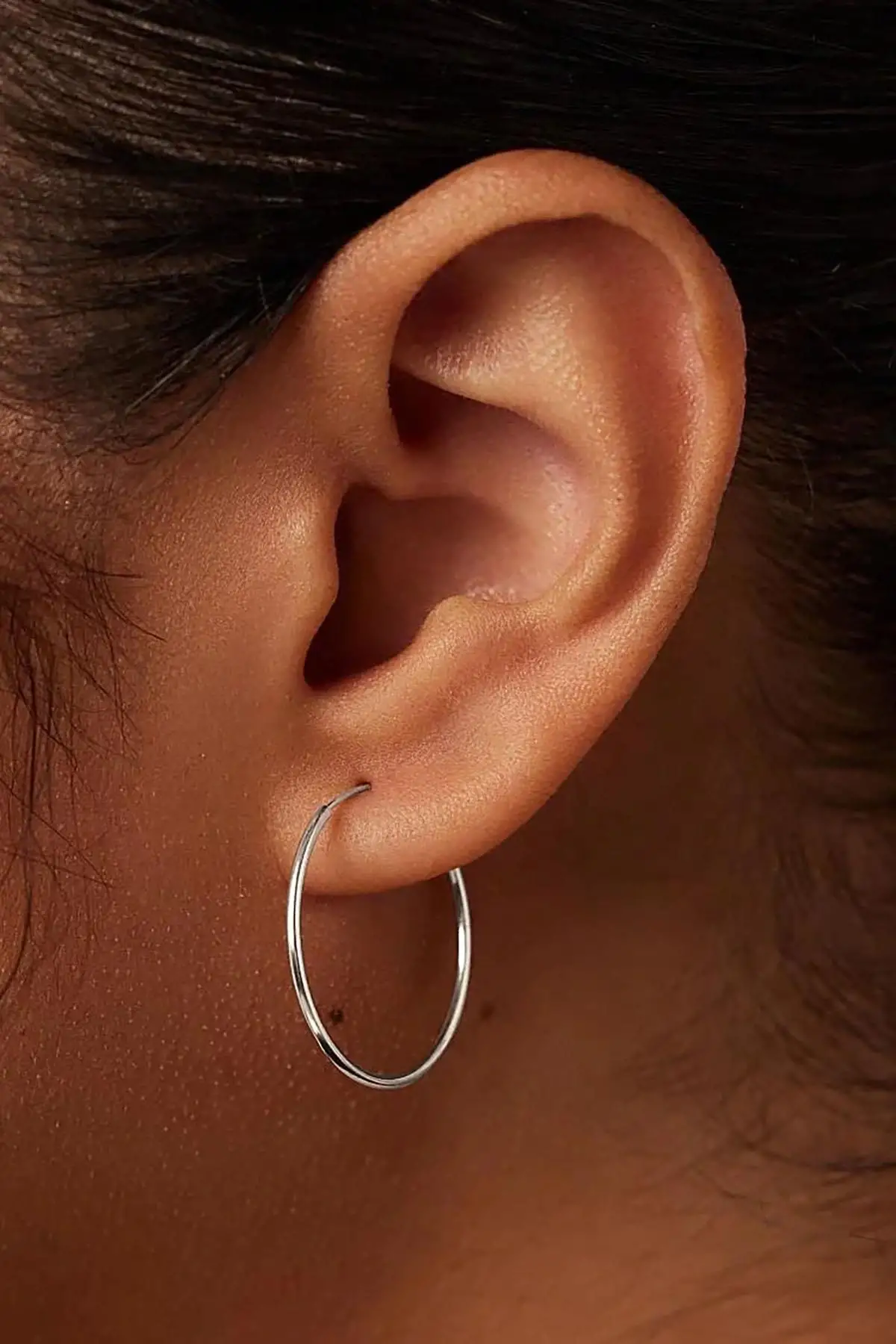 Gümüş Renk Çelik Halka Küpe 25Mm (Çift)