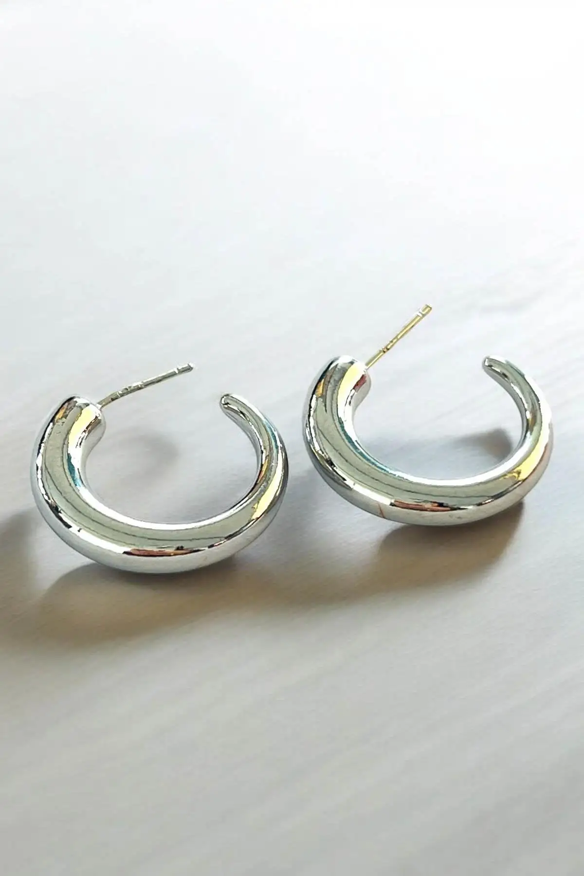 Gümüş Renk Çelik Halka Küpe (Çift)