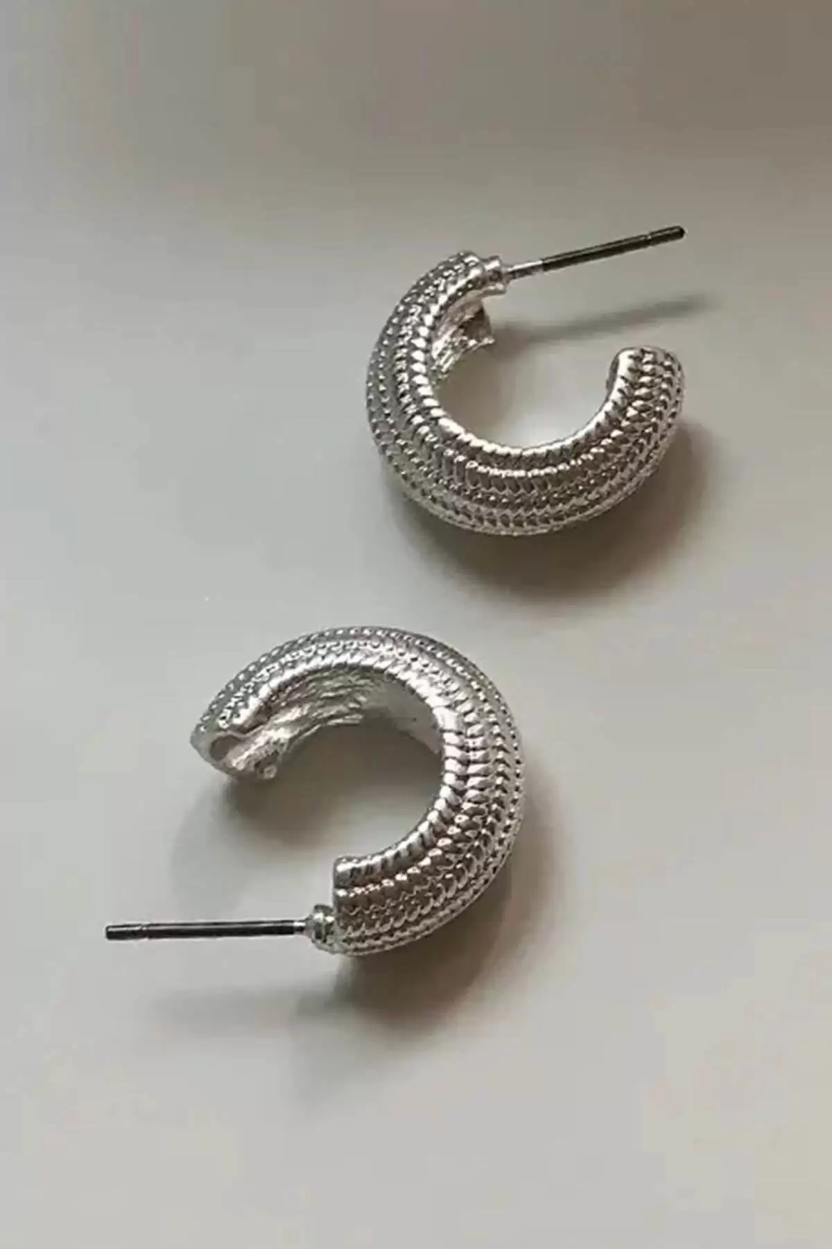Gümüş Renk Çelik Halka Küpe (Çift)