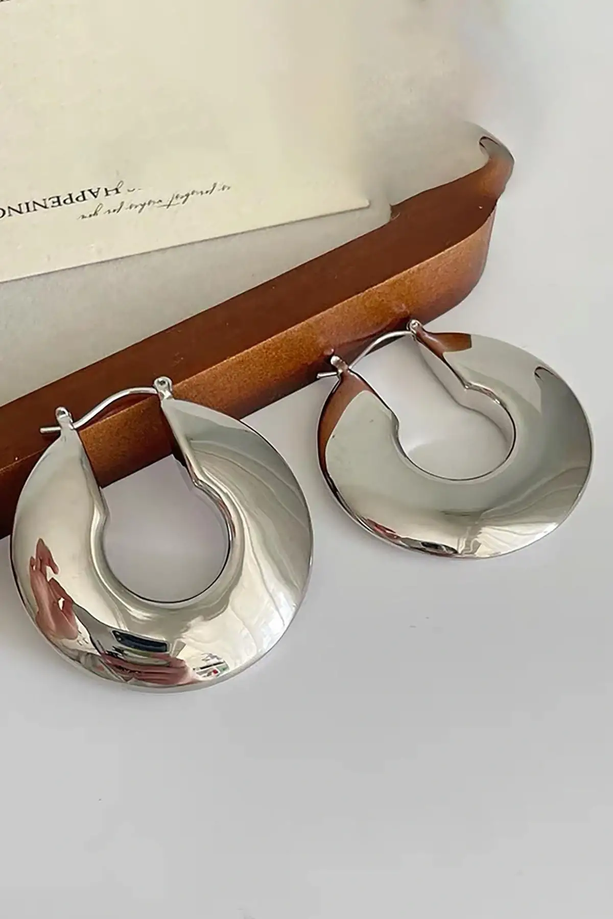 Gümüş Renk Çelik Halka Küpe (Çift)