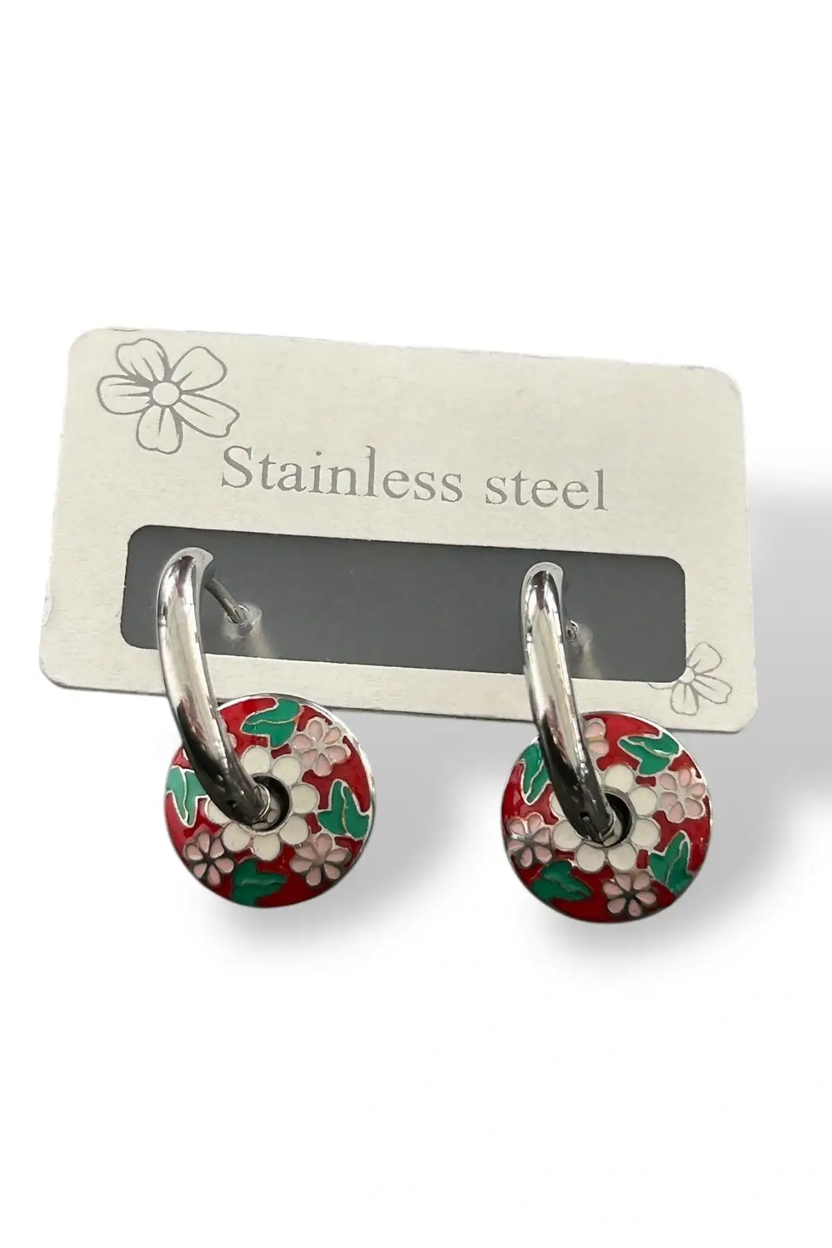 Gümüş Renk Çelik Halka Küpe (Çift)