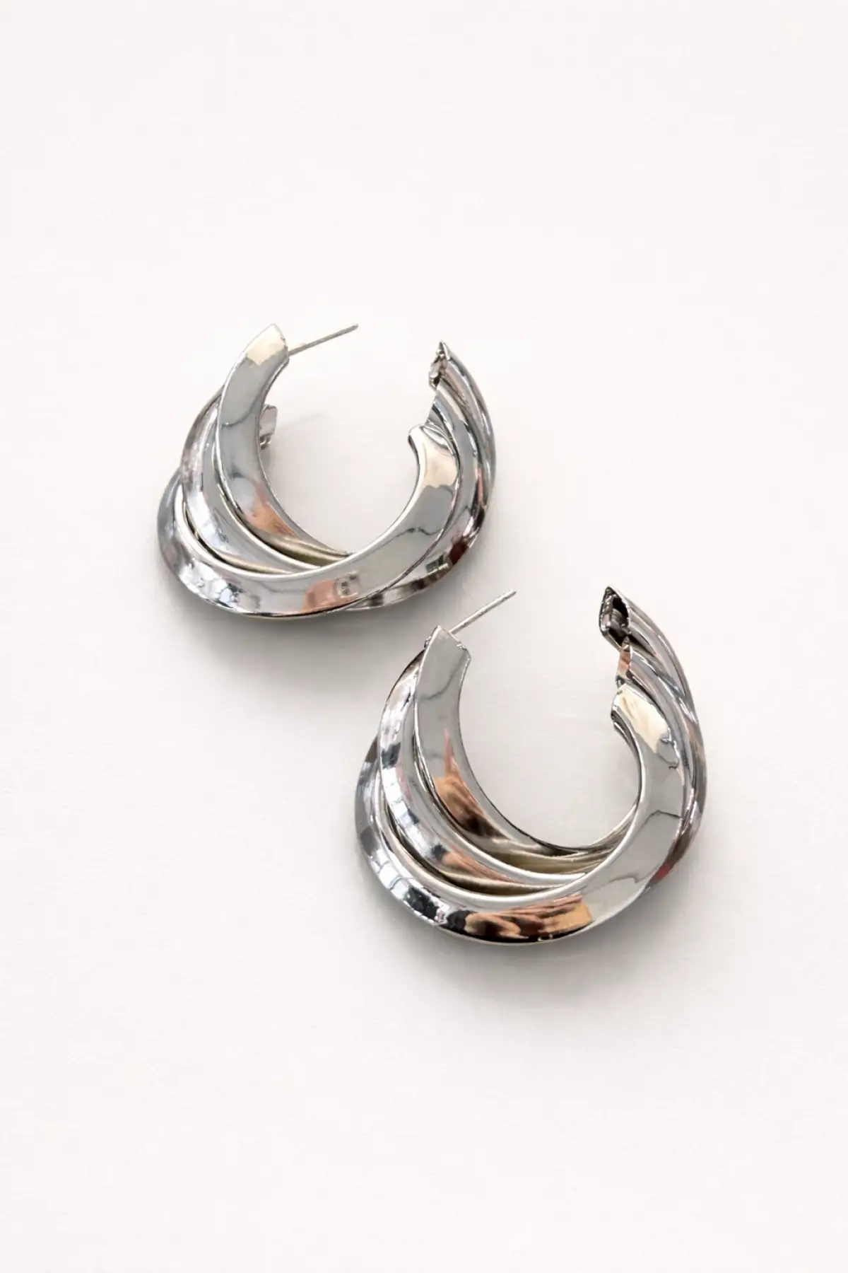 Gümüş Renk Çelik Halka Küpe (Çift)