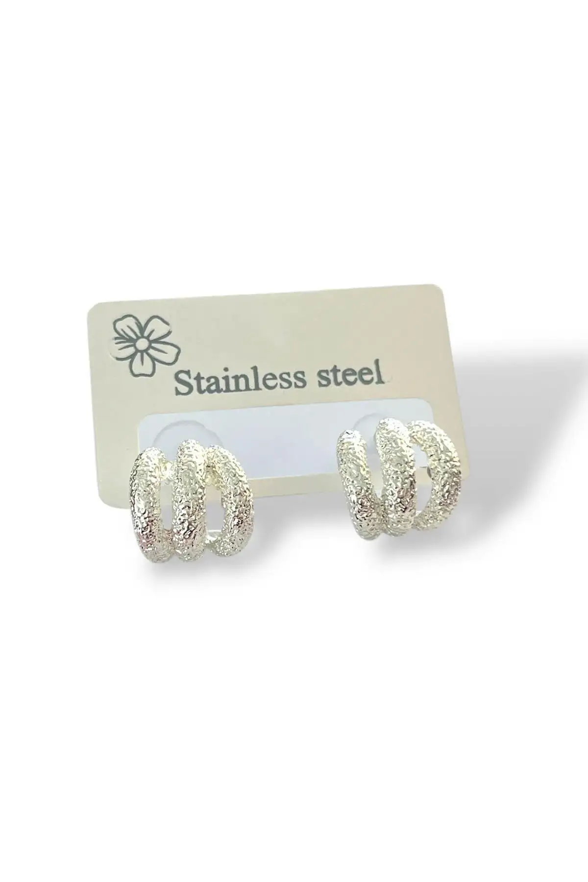 Gümüş Renk Çelik Küpe (Çift)