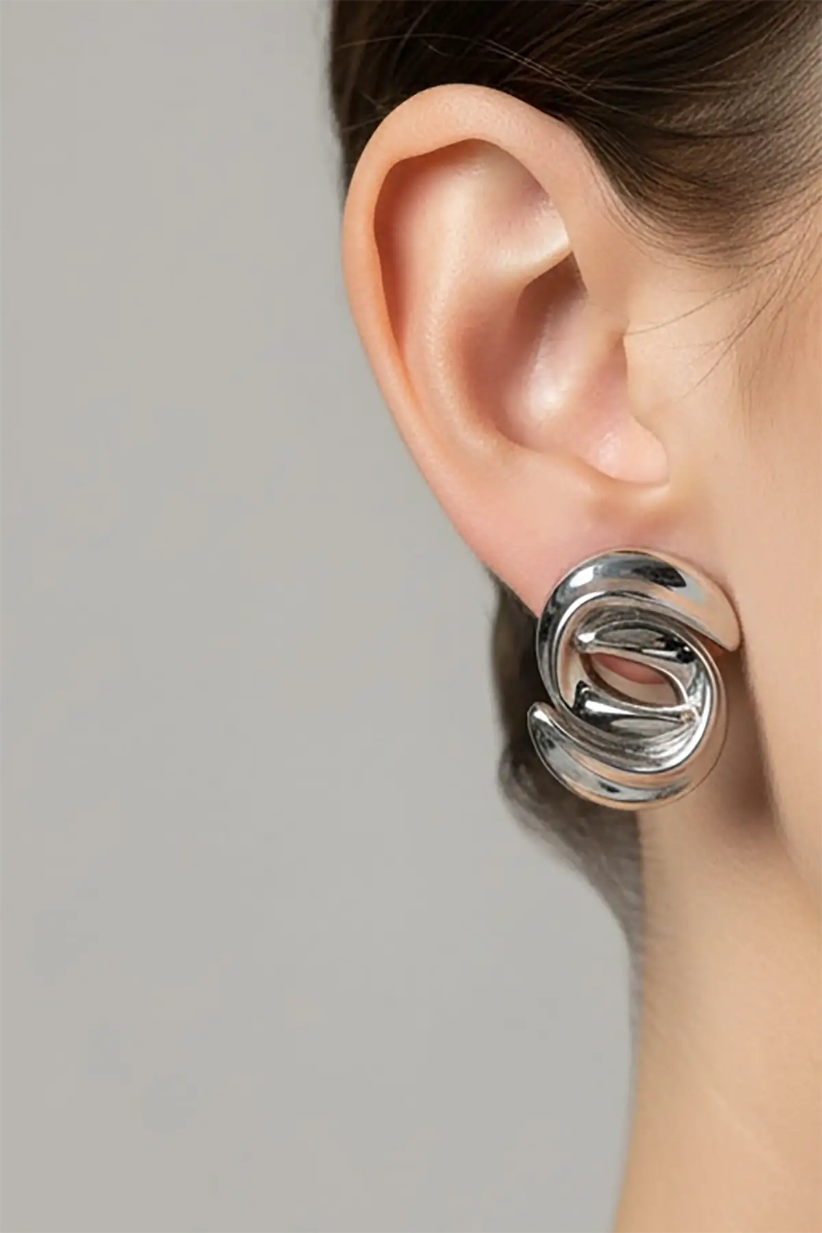 Gümüş Renk Çelik Küpe (Çift)