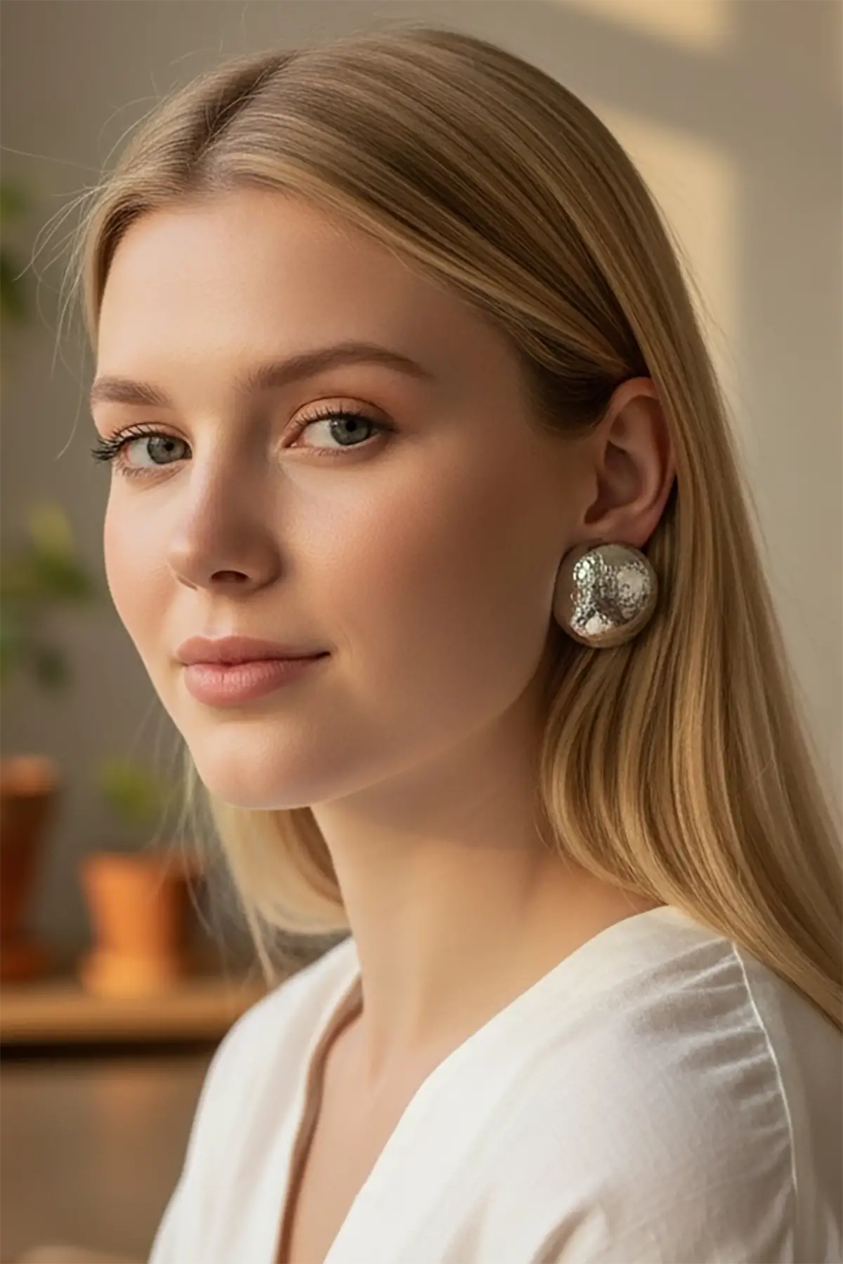 Gümüş Renk Çelik Küpe (Çift)