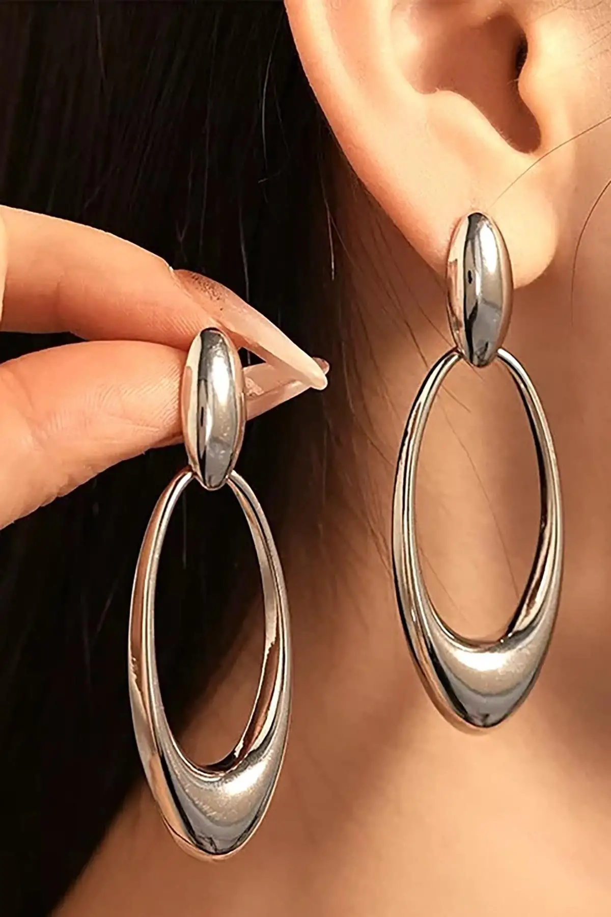 Gümüş Renk Çelik Küpe (Çift)