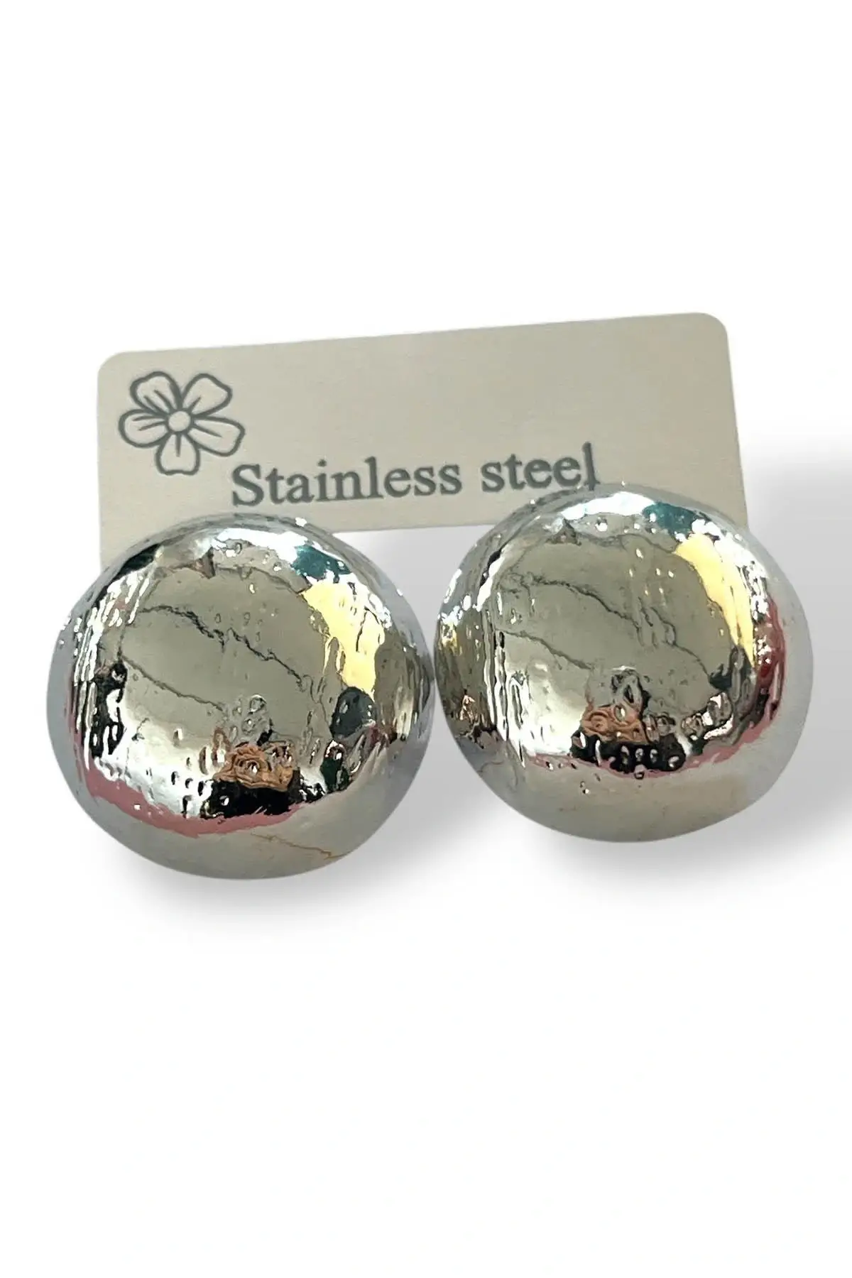 Gümüş Renk Çelik Küpe (Çift)