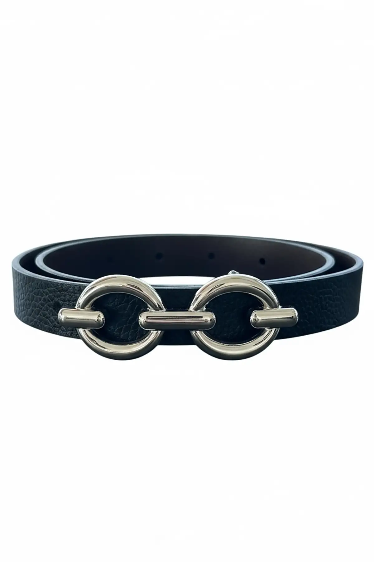 Gümüş Renk Deri Detaylı Kadın Kemer