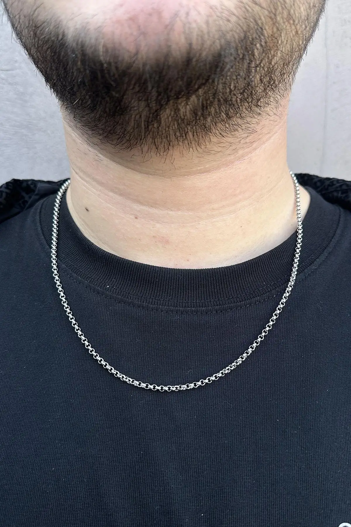 Gümüş Renk Erkek Zincir Çelik Kolye (55cm)