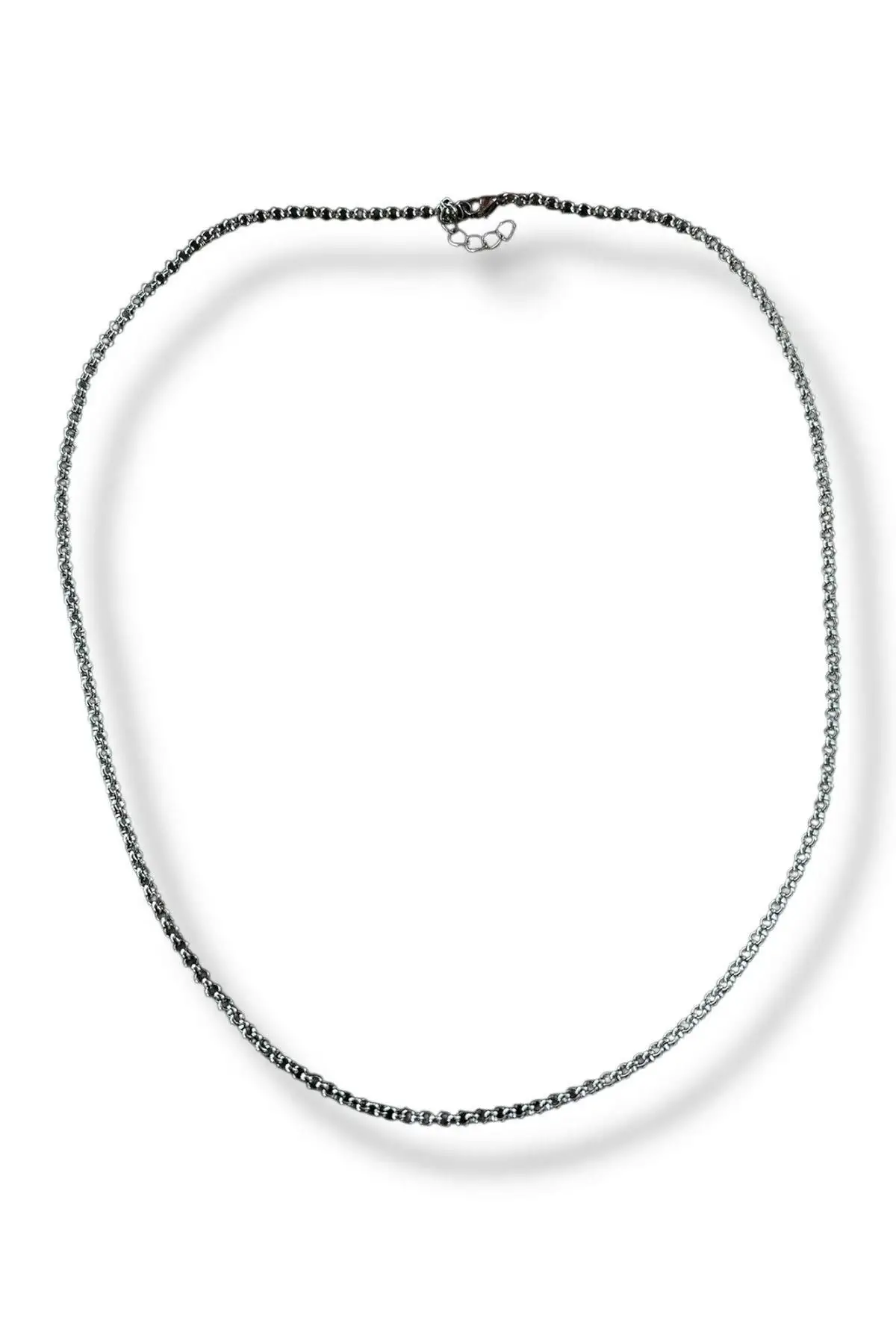 Gümüş Renk Erkek Zincir Çelik Kolye (55cm)