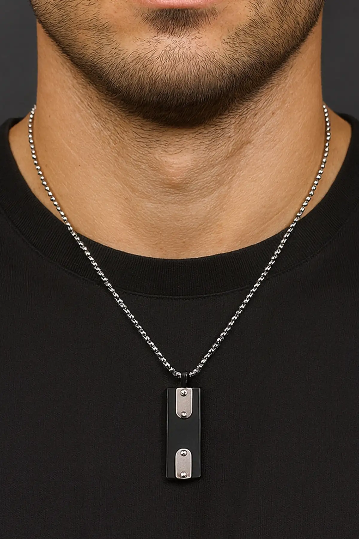 Gümüş Renk Erkek Zincir Çelik Kolye (60cm)