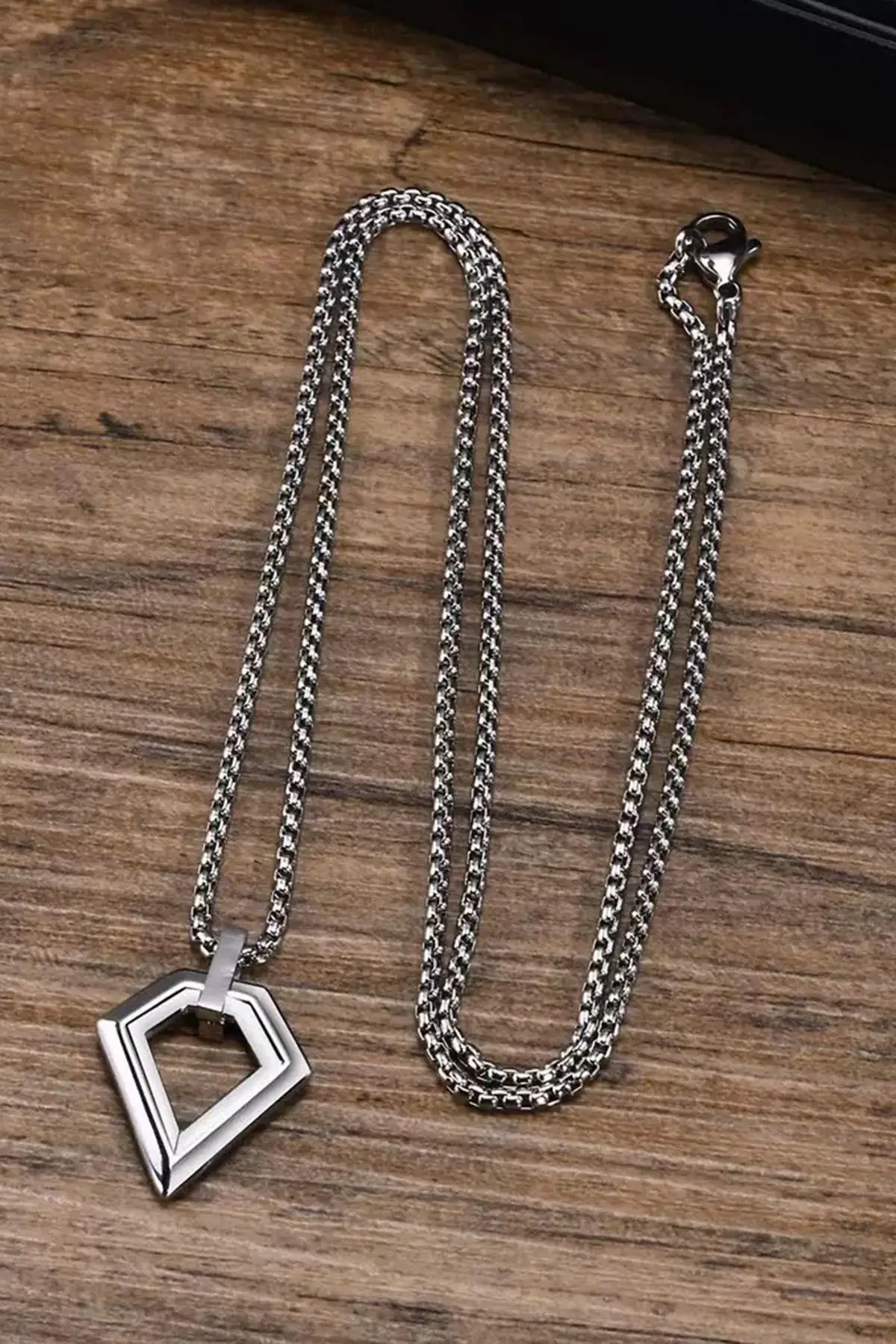 Gümüş Renk Erkek Zincir Çelik Kolye (60cm)