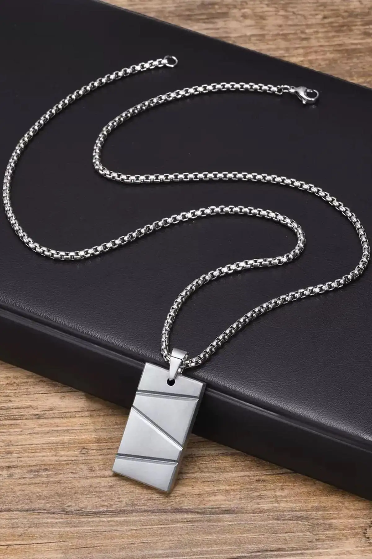 Gümüş Renk Erkek Zincir Çelik Kolye (60cm)