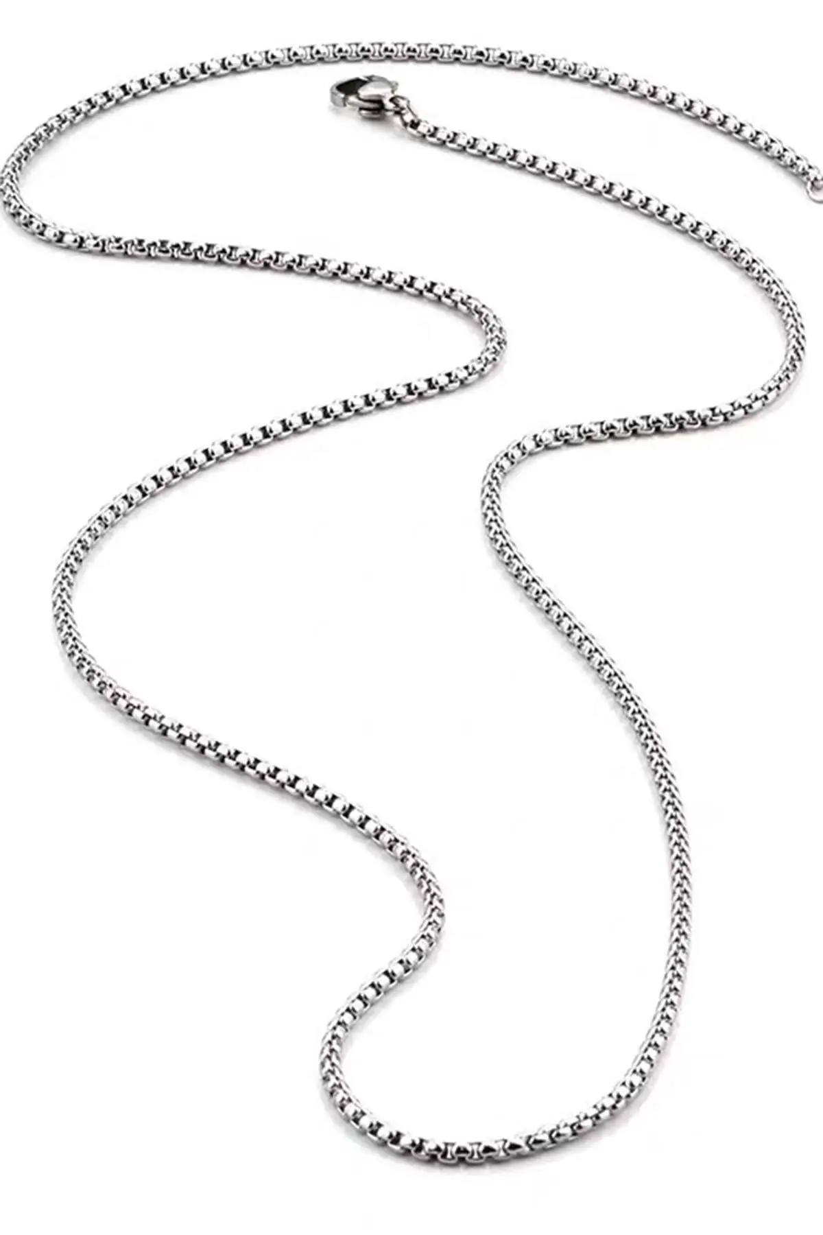 Gümüş Renk Erkek Zincir Çelik Kolye (60cm)