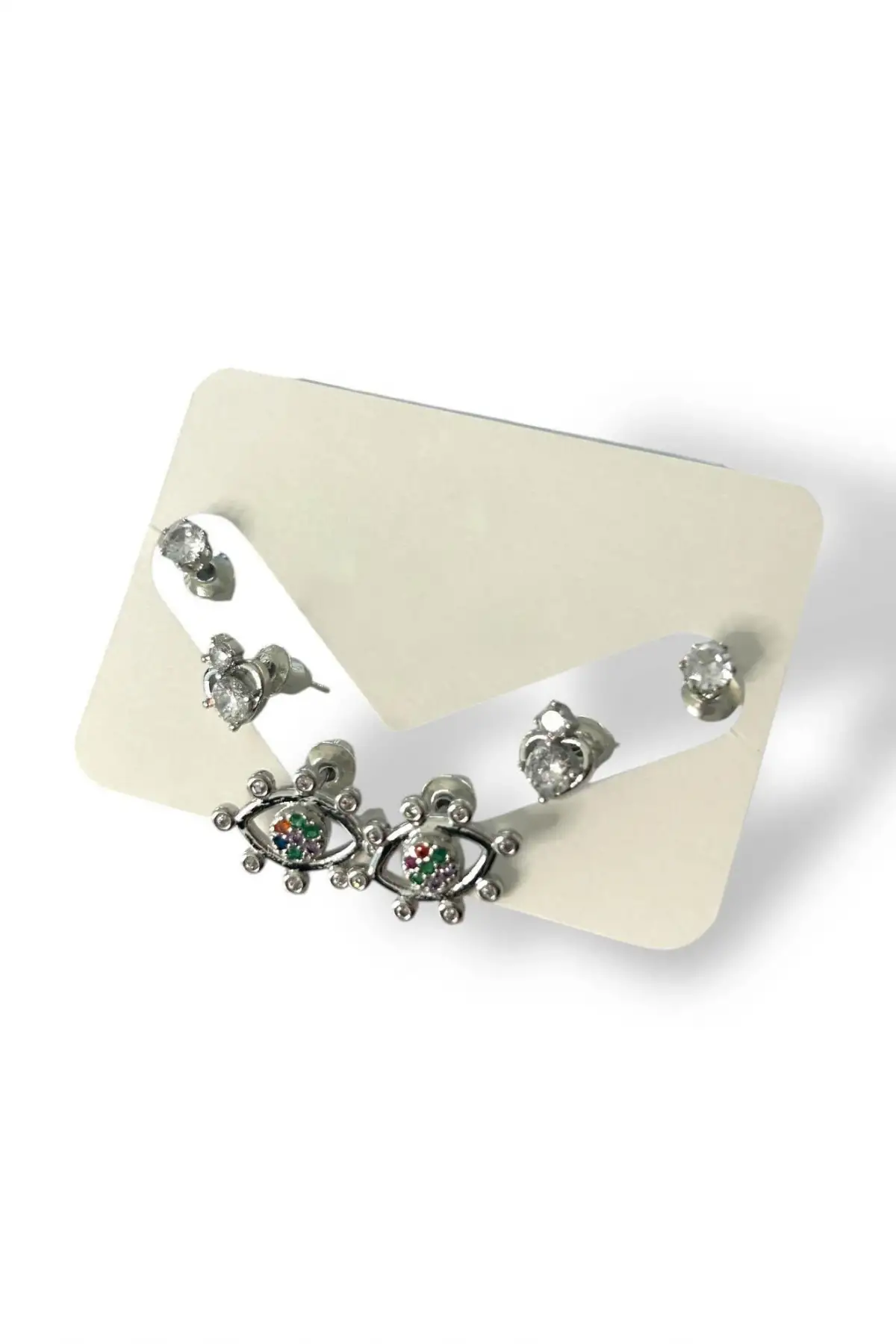 Gümüş Renk Göz Figürlü 6lı Küpe Set