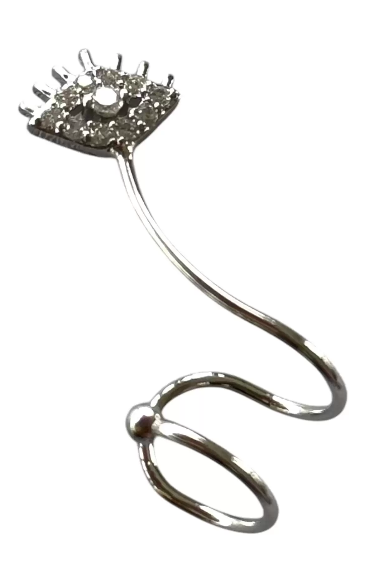 Gümüş Renk Göz Figürlü Ear Cuff Küpe (Tek)