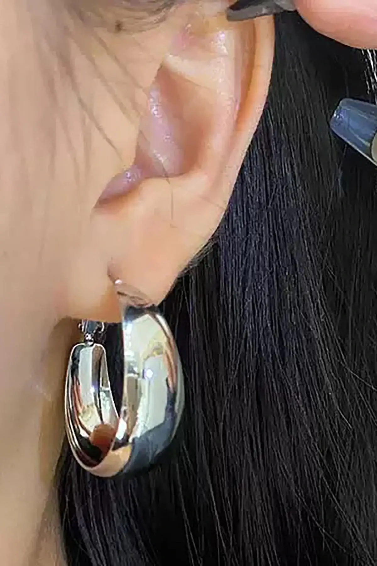 Gümüş Renk Halka Küpe (Çift)