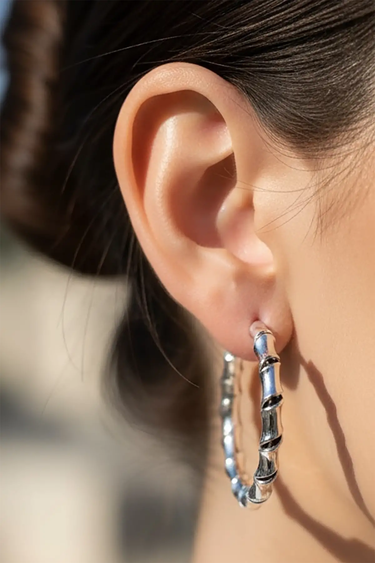 Gümüş Renk Halka Küpe (Çift)